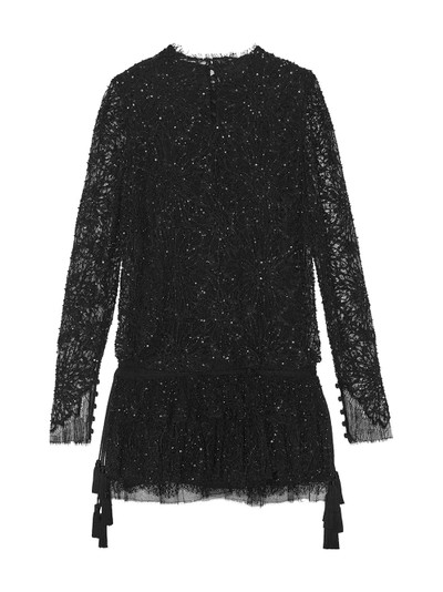 SAINT LAURENT sequin-embellished lace dress outlook