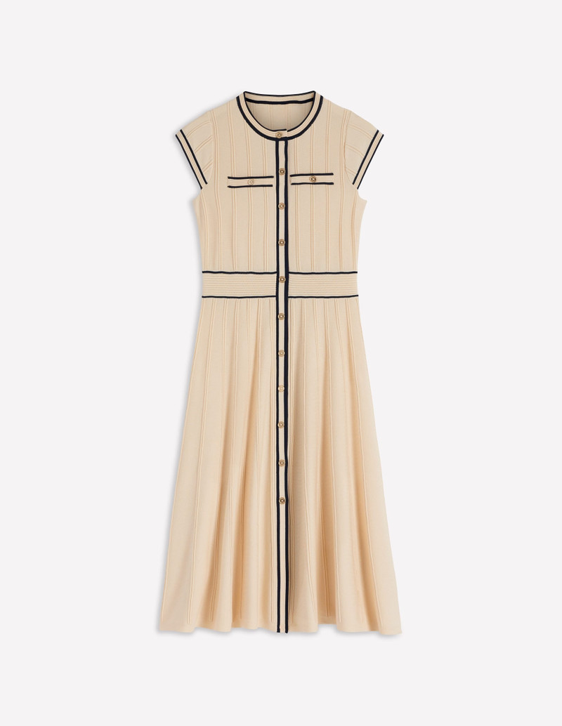 Cap Sleeve Knitted Dress-Warm Ivory 1