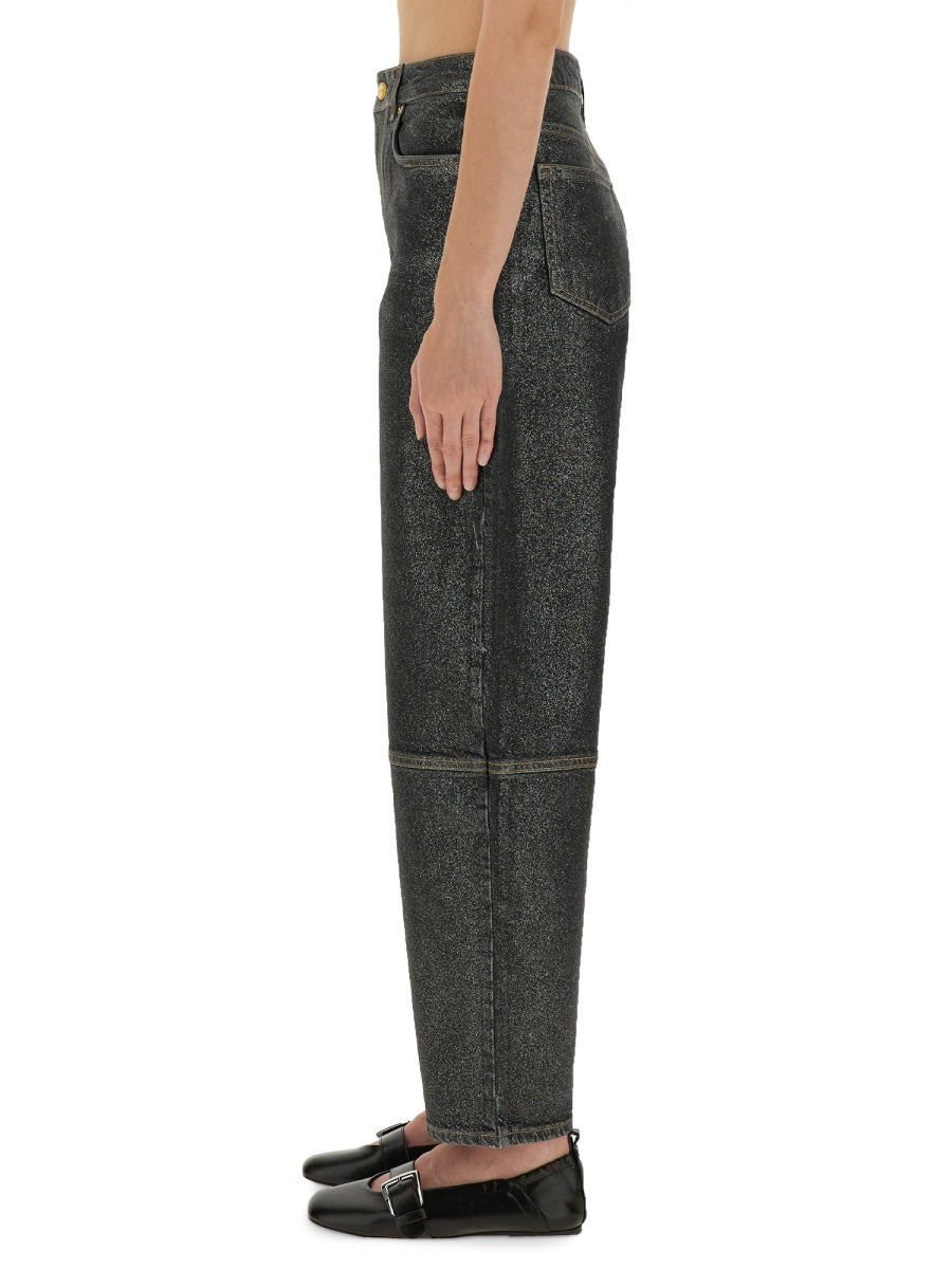 Ganni Women "Stary" Jeans In Sparkling Foil - 4