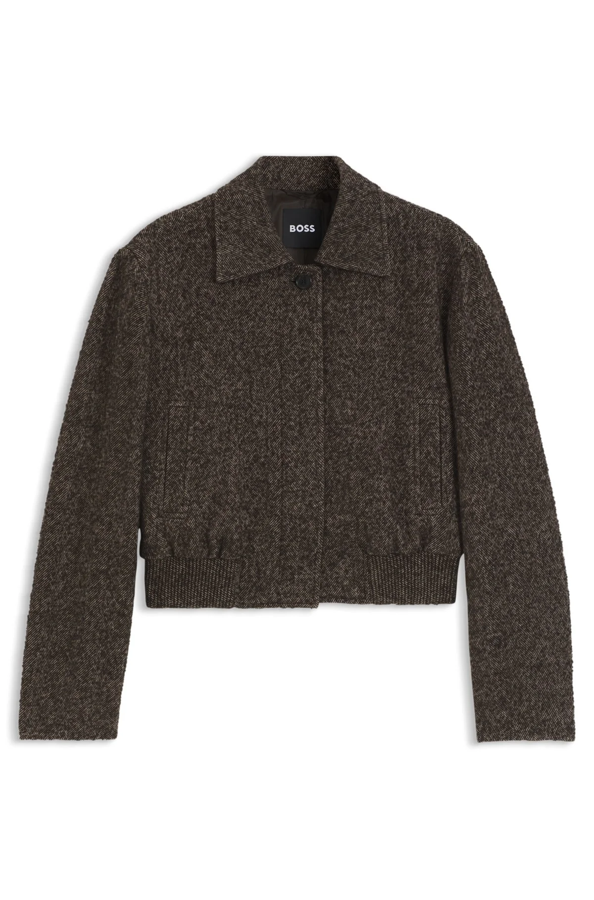 BOMBER-STYLE JACKET IN HERRINGBONE FABRIC - 1