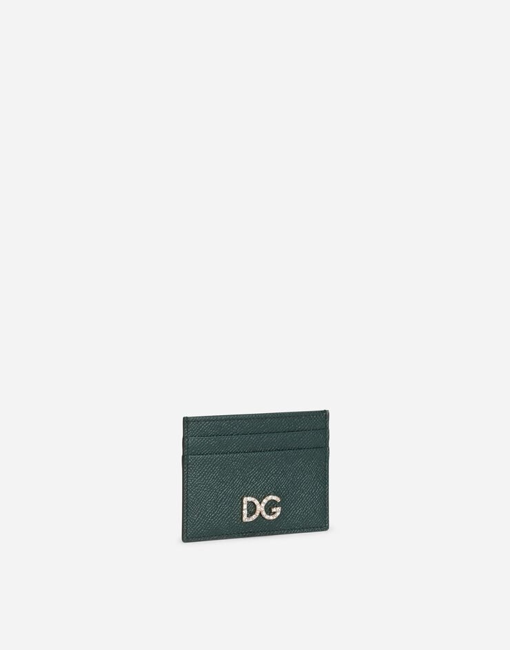 Dauphine calfskin card holder with rhinestone-detailed DG logo - 2