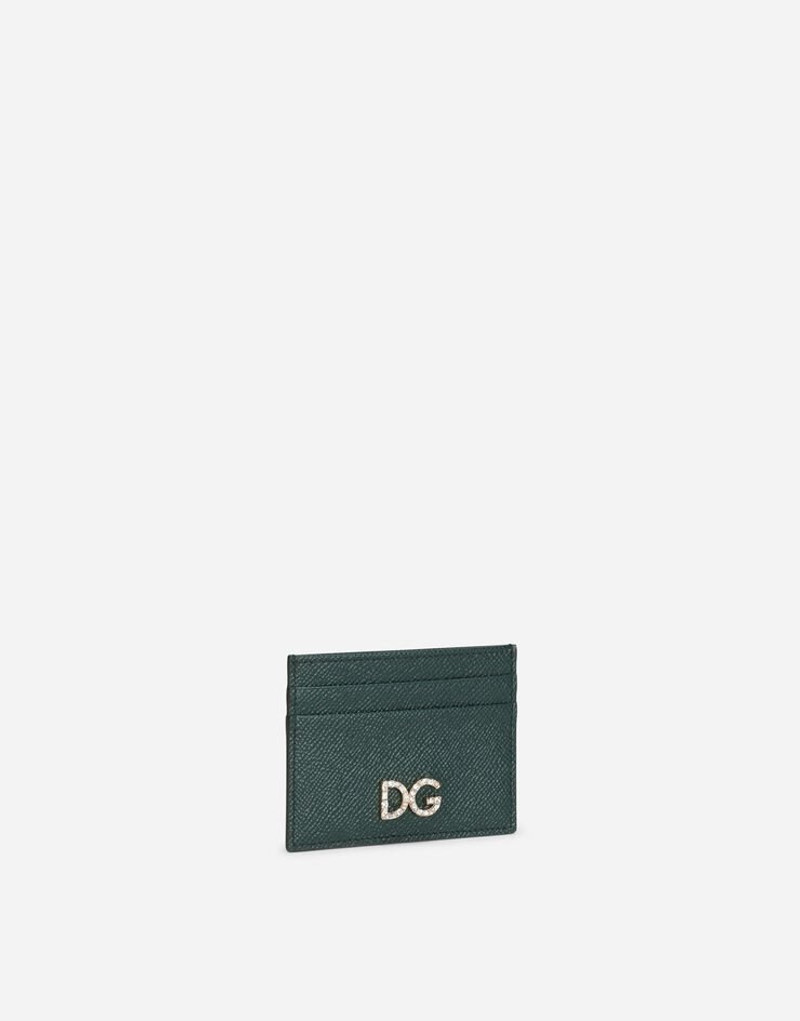 Dolce & Gabbana Dauphine calfskin card holder with rhinestone-detailed DG logo outlook