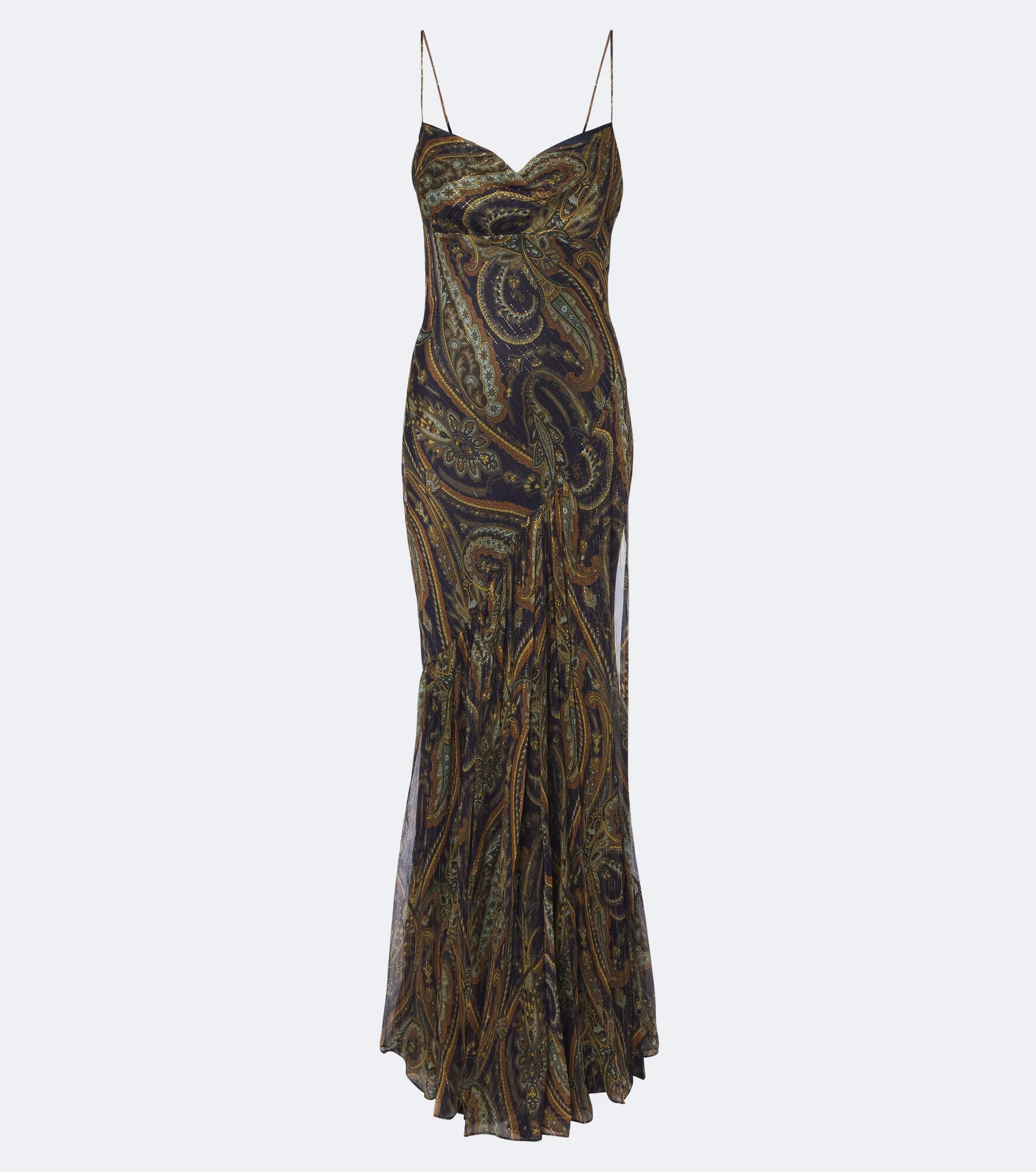 Paisley silk-blend chiffon gown - 1