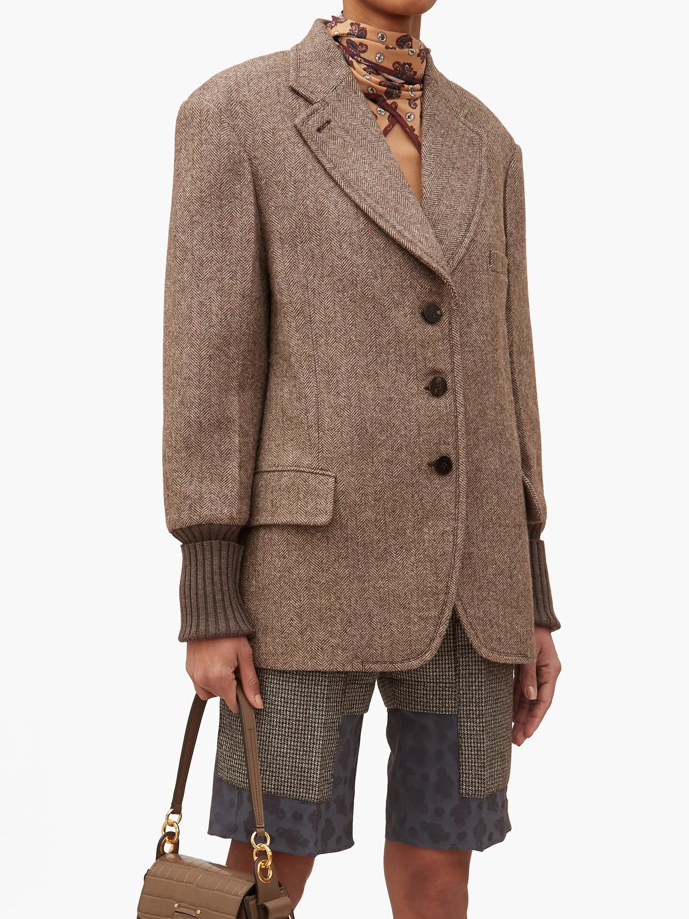 Ribbed-cuff herringbone-tweed jacket - 2