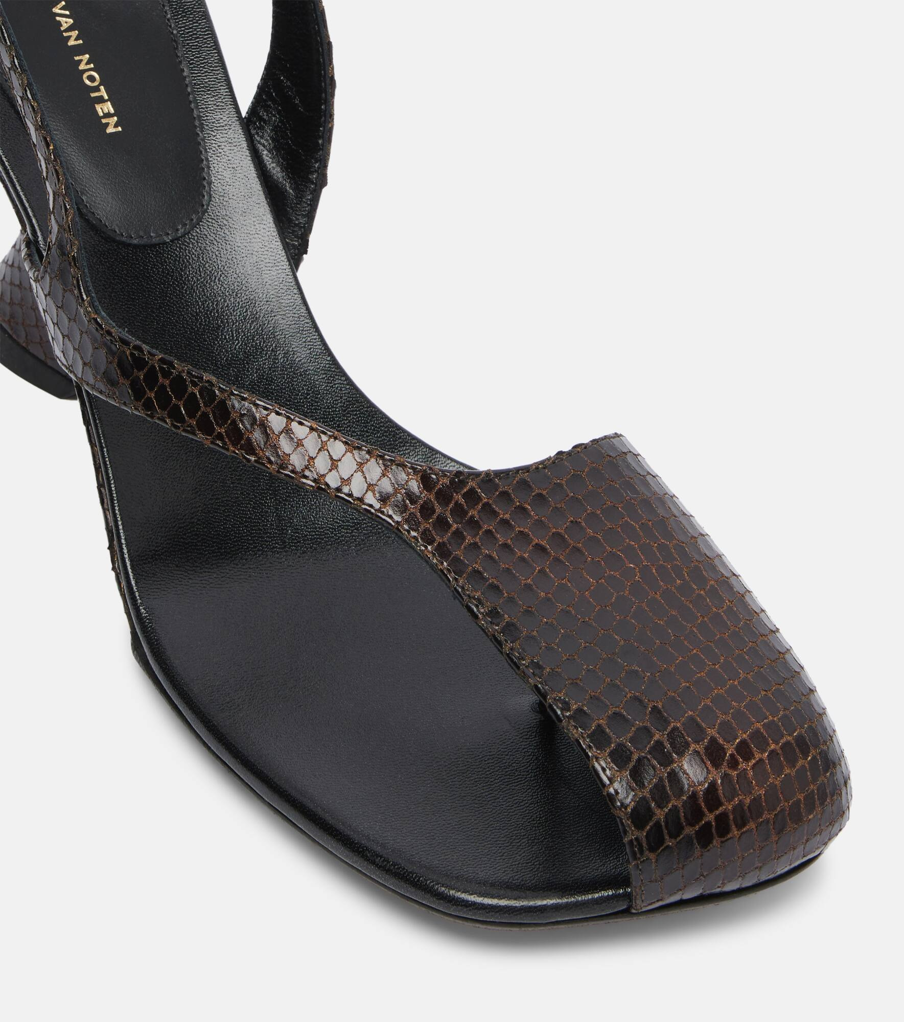Snake-effect 75 leather wedge sandals - 5