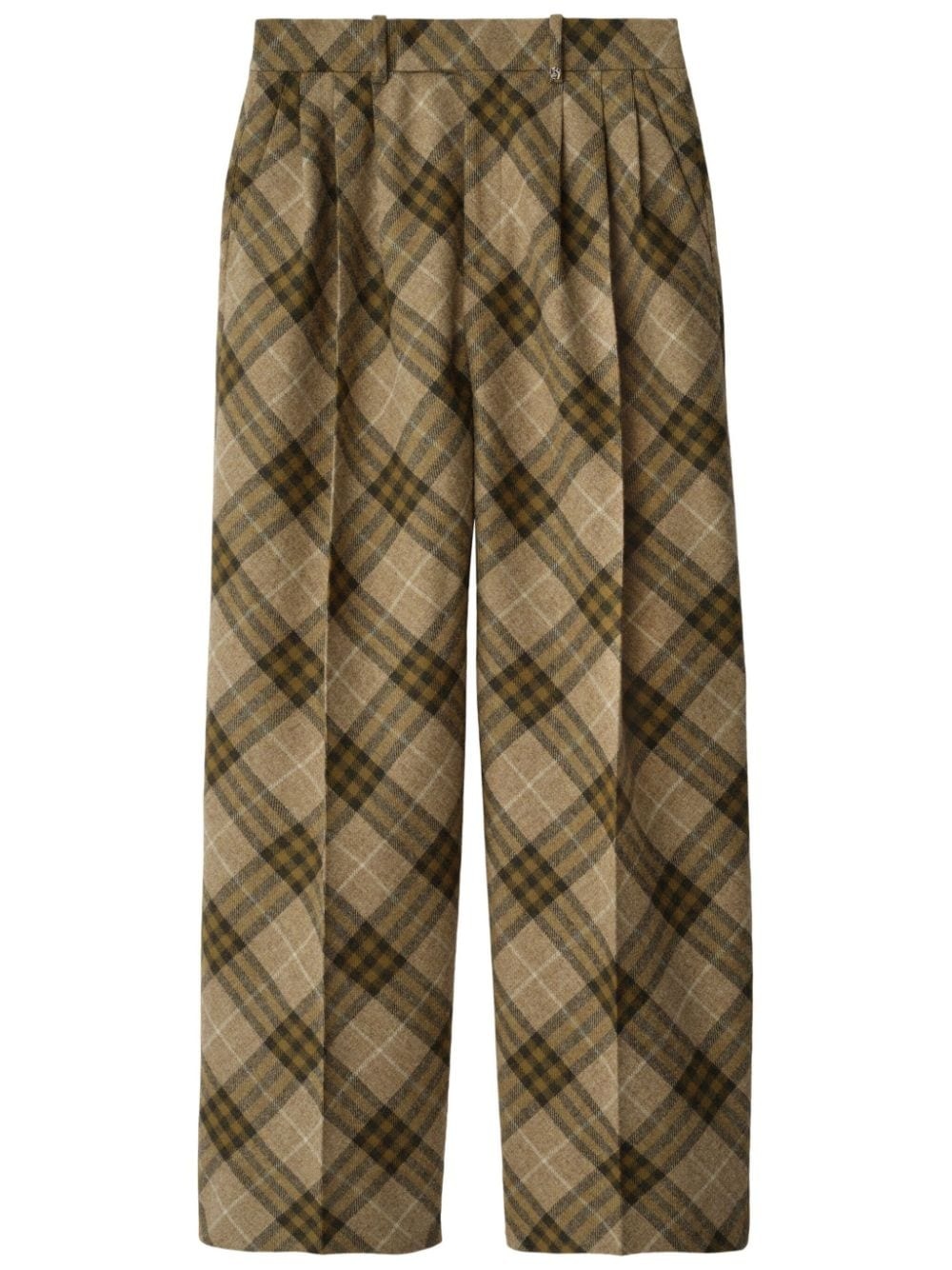 pleated checkered tailored trousers - 1