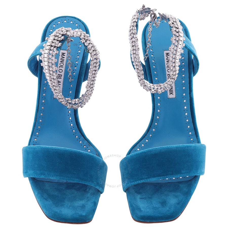 Manolo Blahnik Blue Parinasan Crystal Strap Sandals - 3