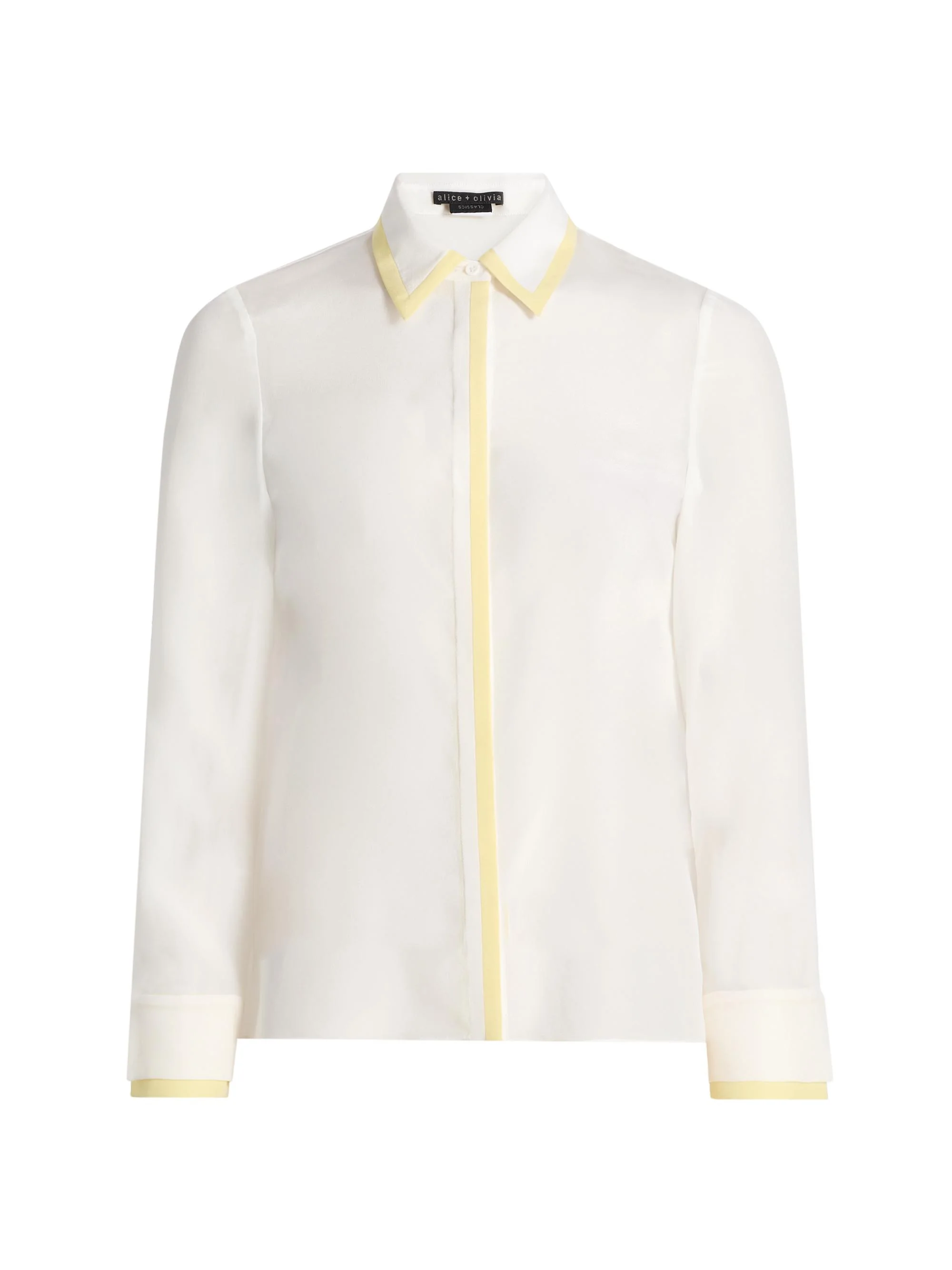 Women's Willa Contrast-Trim Silk Shirt - Off White Butter - 1