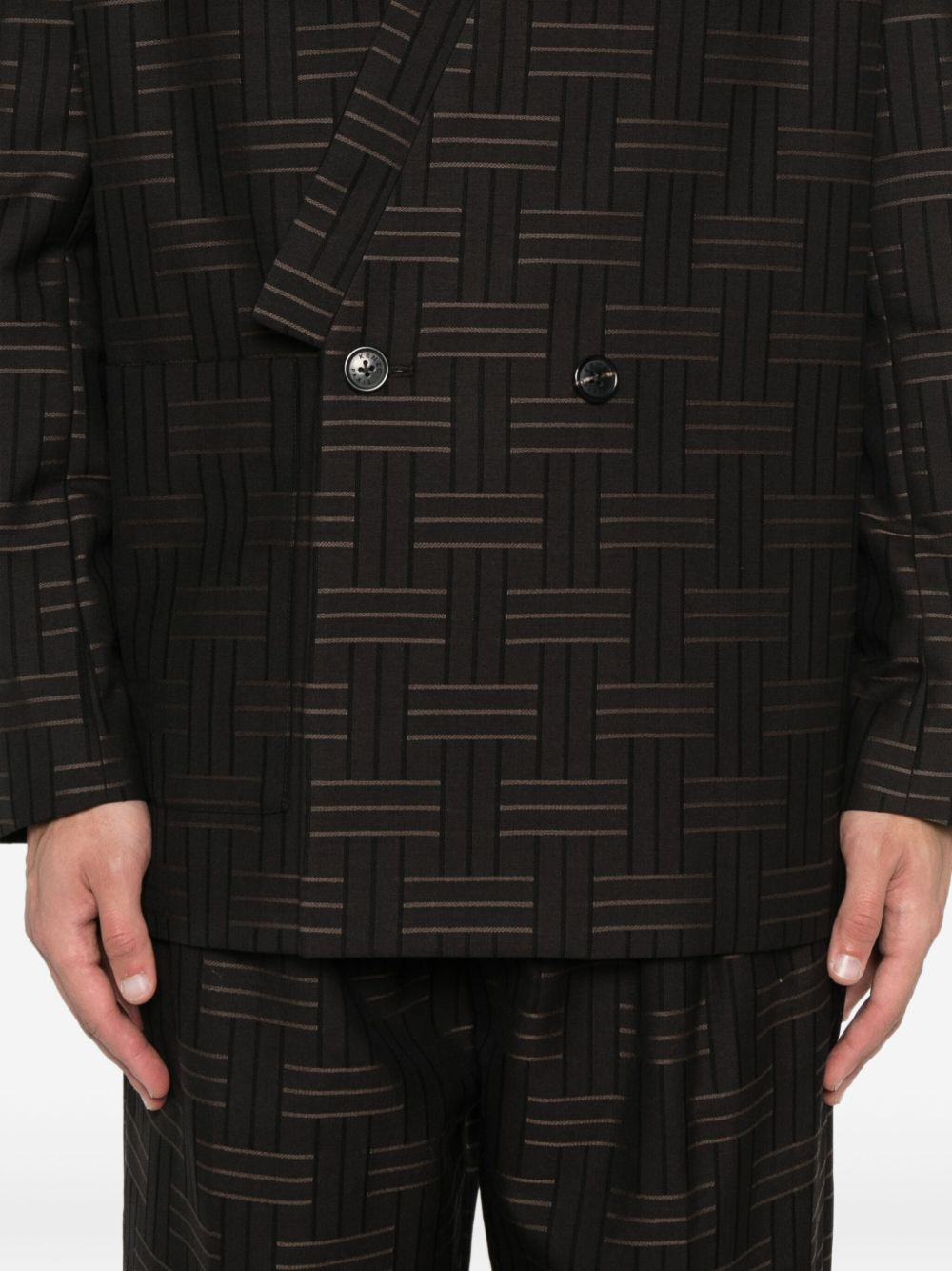 double-breasted patterned blazer - 5