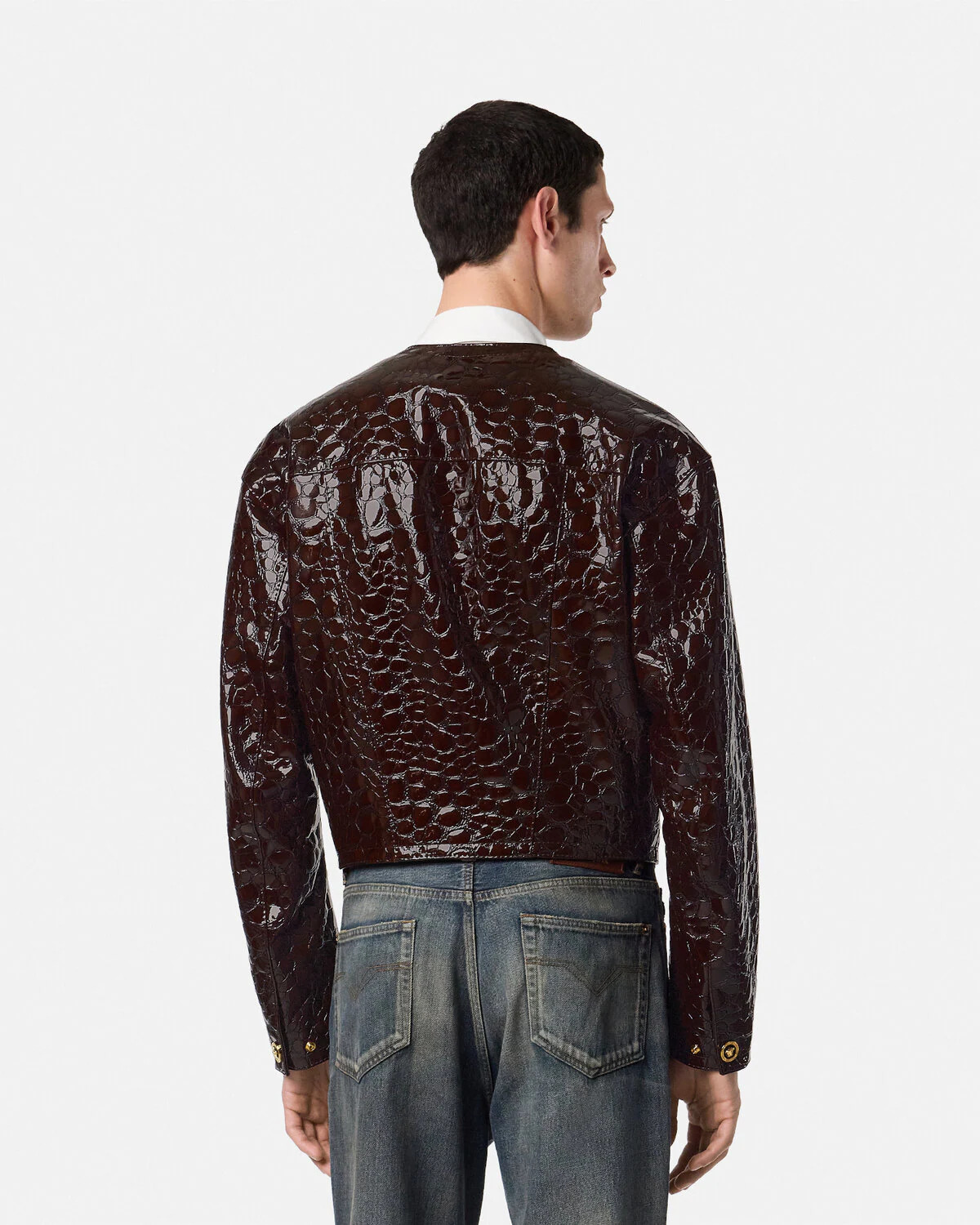 Croc-Effect Patent Leather Jacket - 5