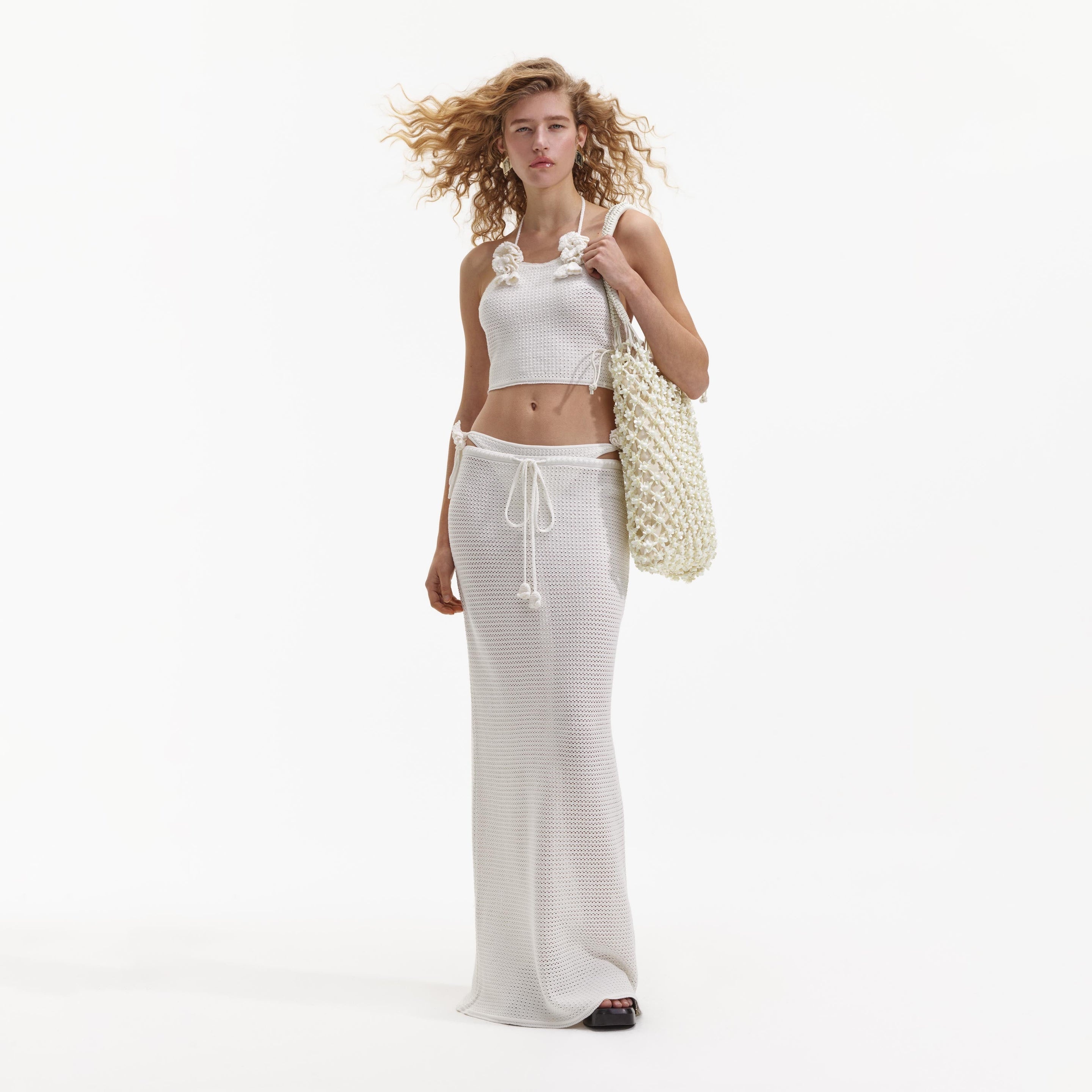 White Crochet Crop Top - 1