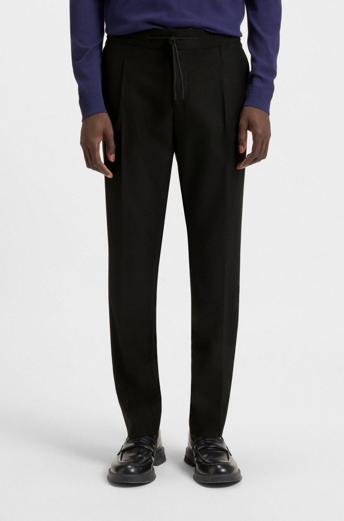 SLIM-FIT PANTS IN WOOL-BLEND TWILL WITH STRETCH - 2