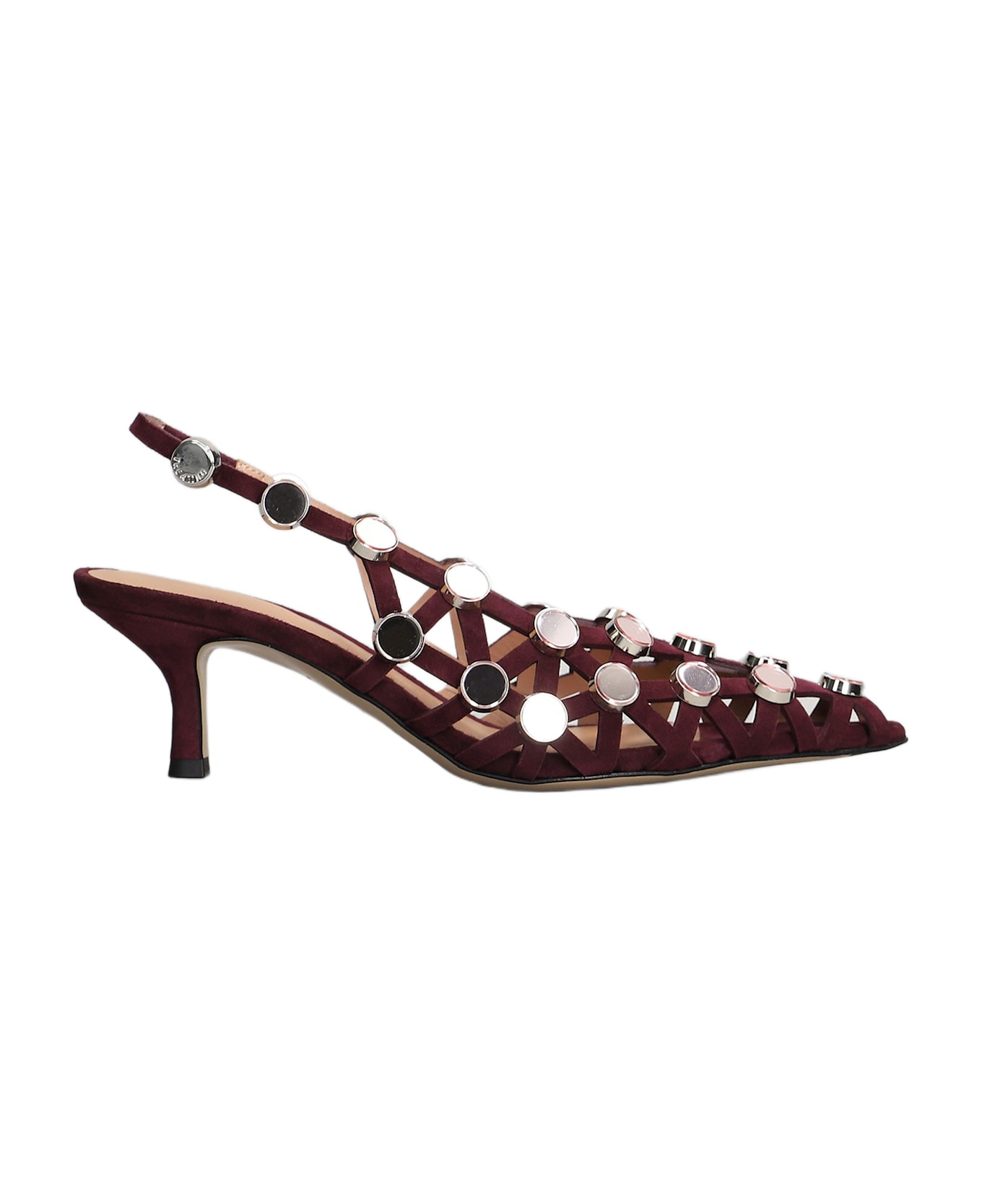 Grid Pumps In Bordeaux Suede - 1