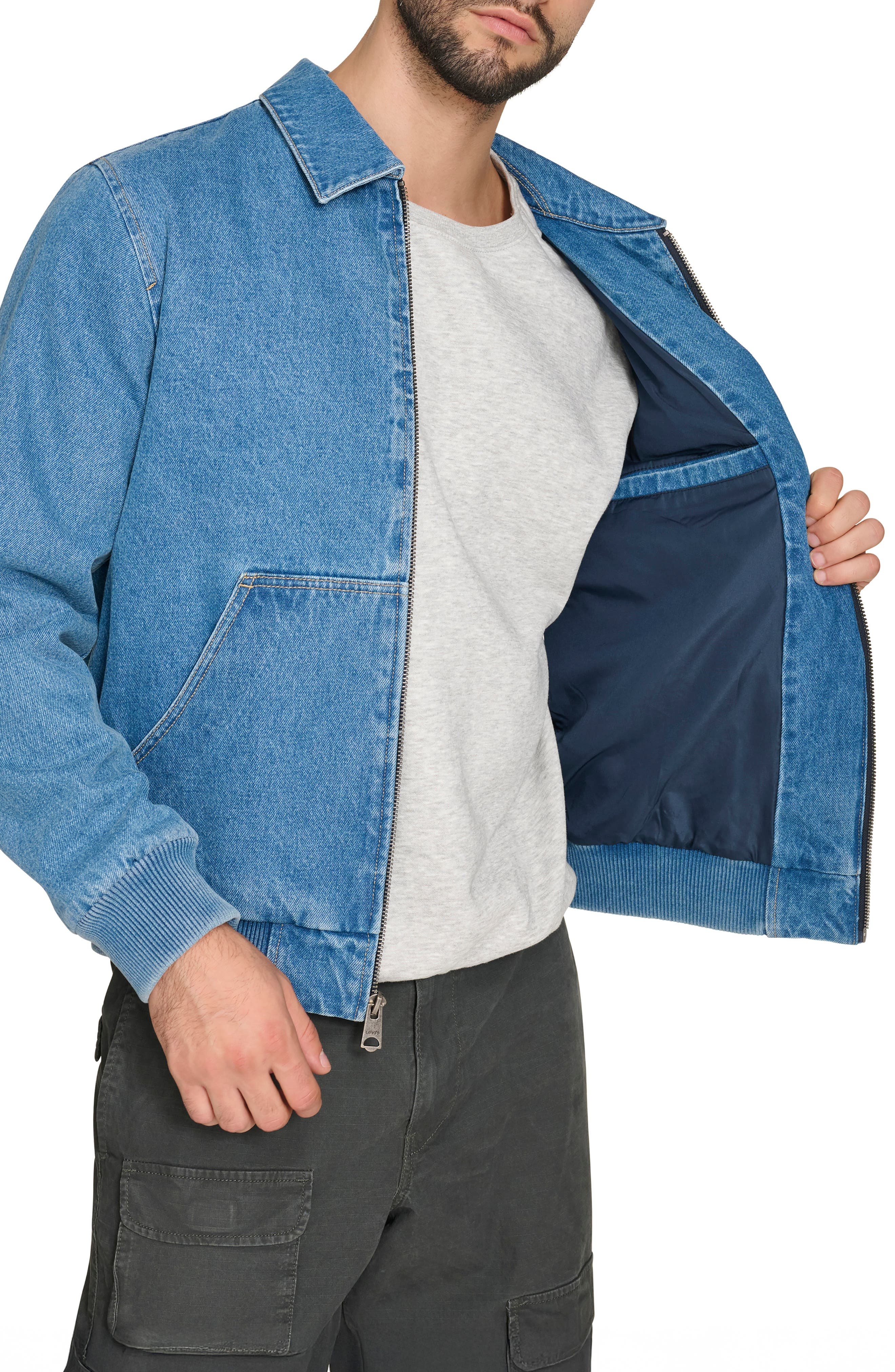 levi's Corduroy Collar Western Twill Bomber Jacket in Medium Wash Denim at Nordstrom - 5
