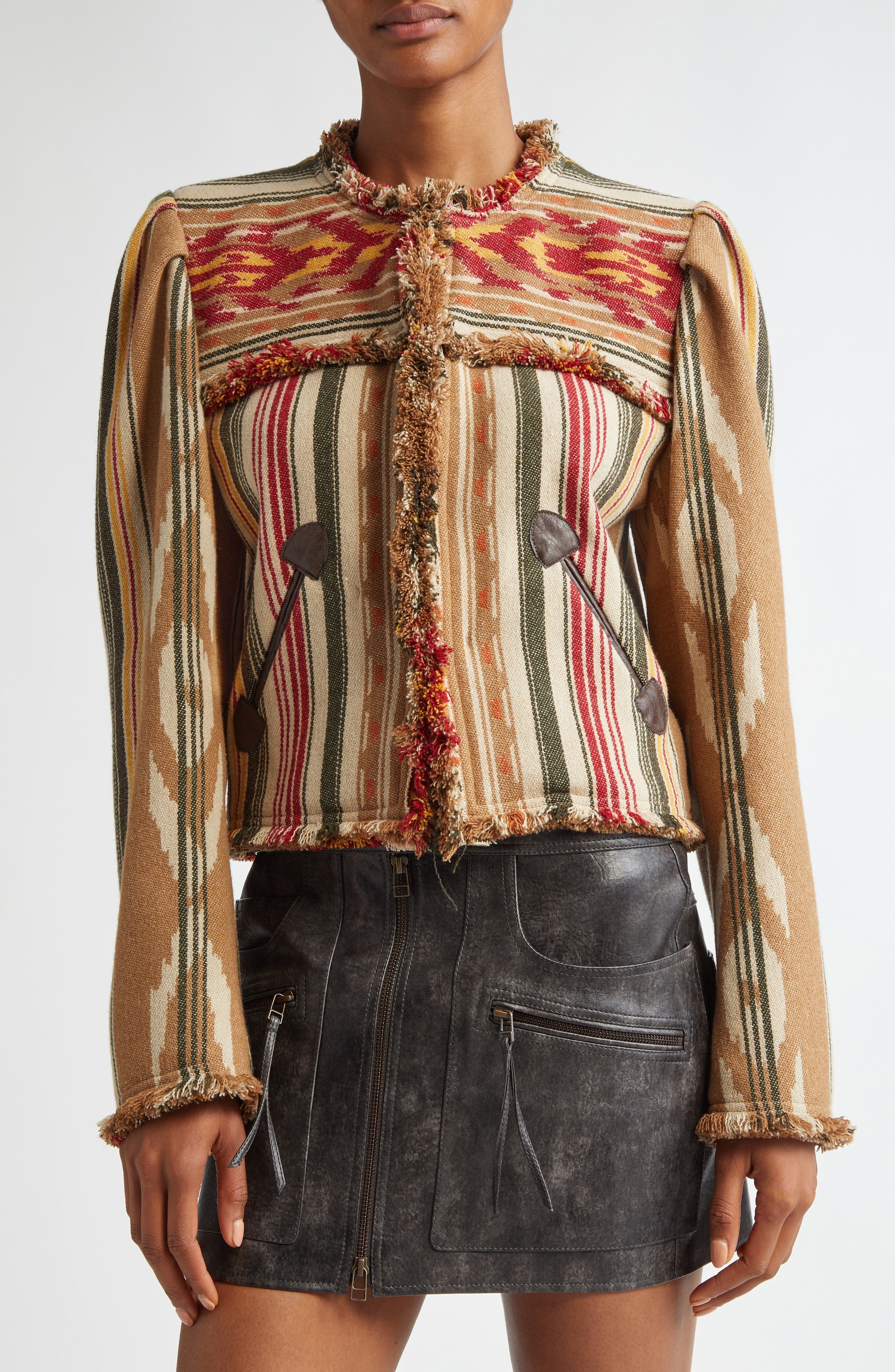 Isabel Marant Étoile Delphina Stripe Wool Blend Jacket in Camel at Nordstrom - 5