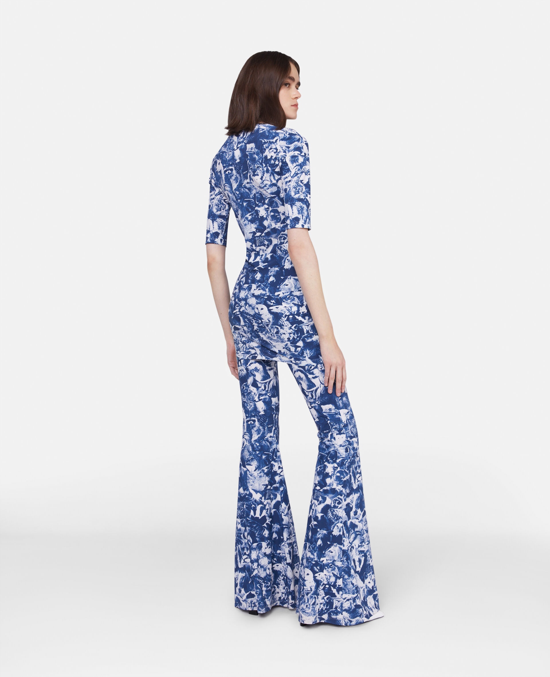 Animal Forest Print Flared Jeans - 3