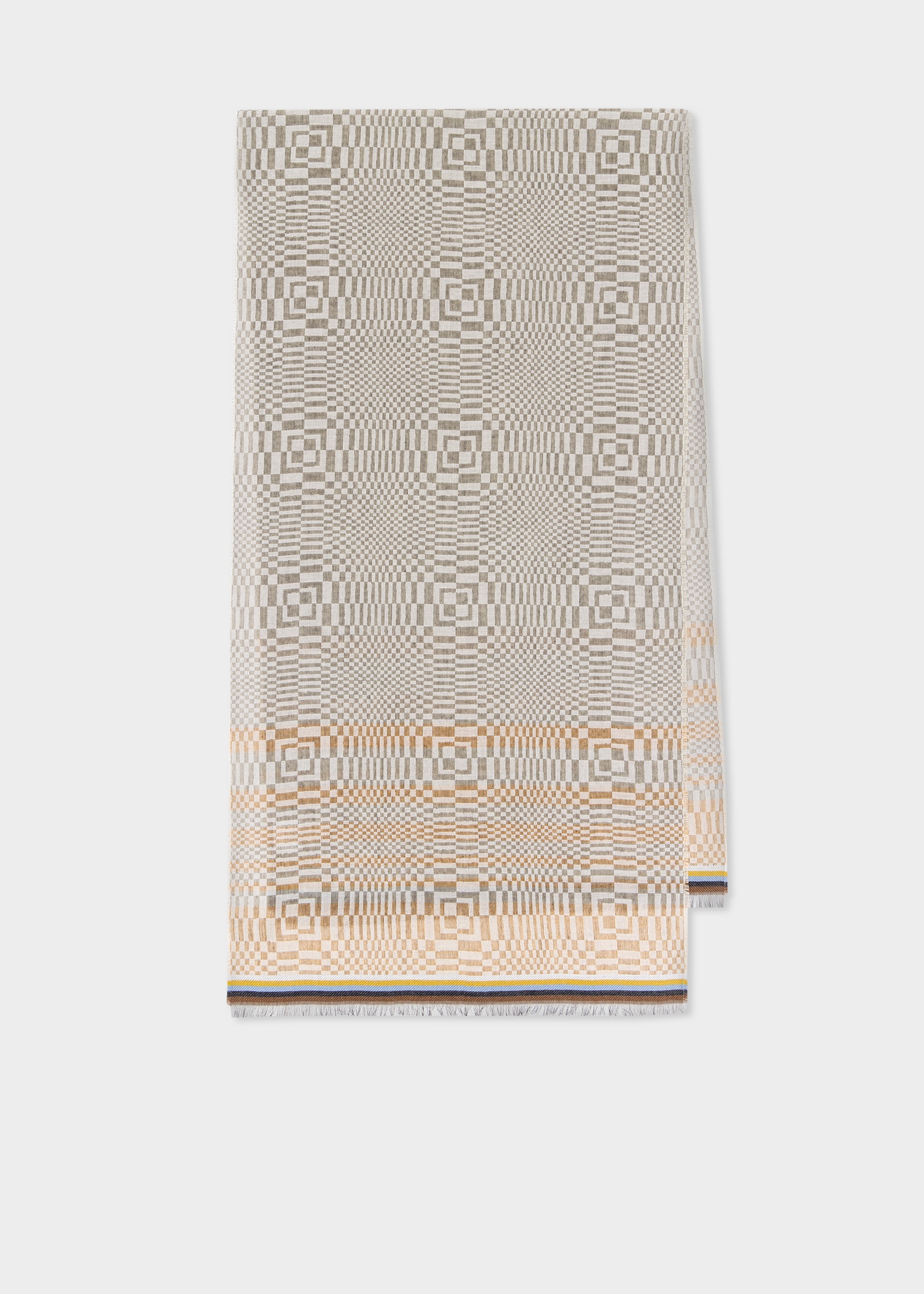 Beige 'Optical' Cotton-Blend Scarf - 1