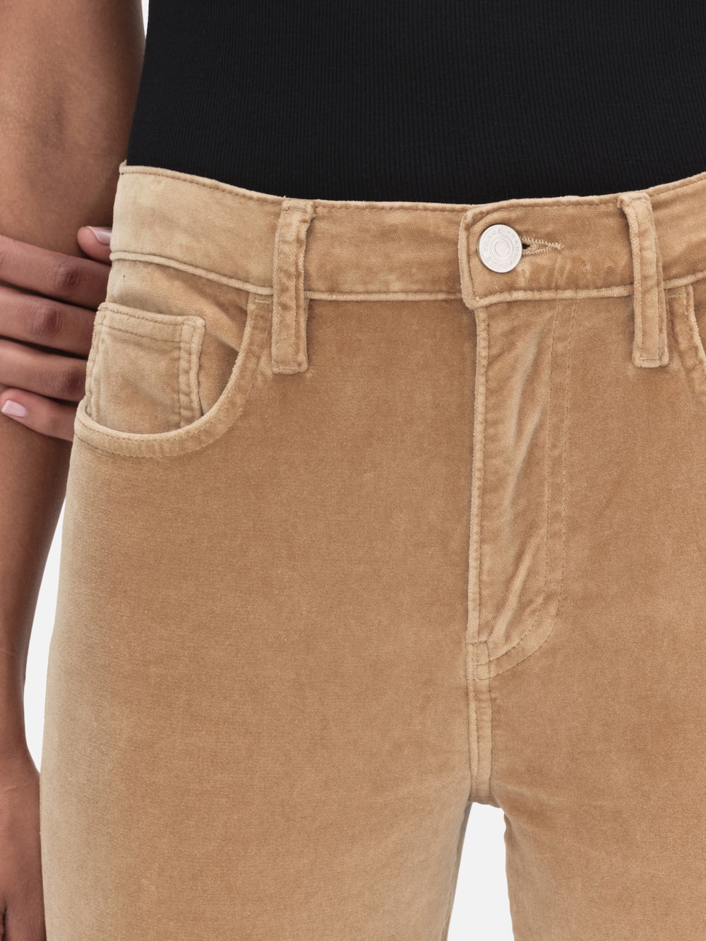 Le Crop Mini Boot Velveteen in Camel - 3
