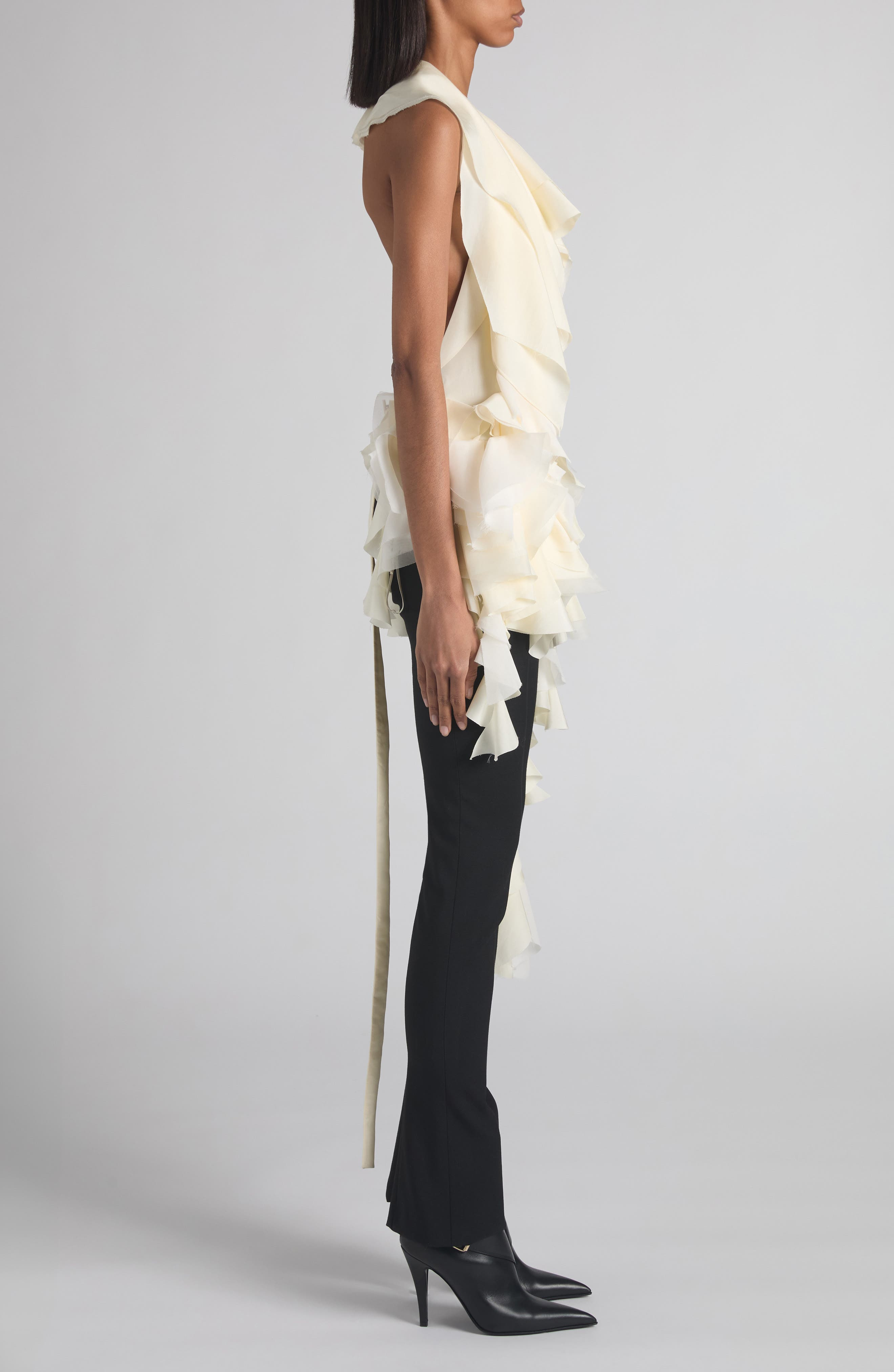 McQueen Ruffle Silk Halter Top in Ivory at Nordstrom - 4