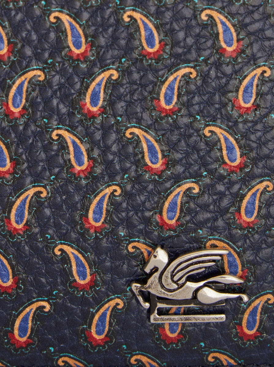 MICRO PAISLEY LEATHER WALLET WITH PEGASO - 4