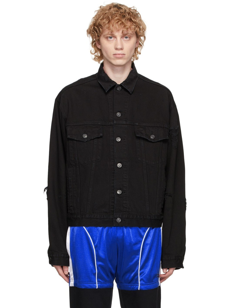 Black Denim Ripped Jacket - 1