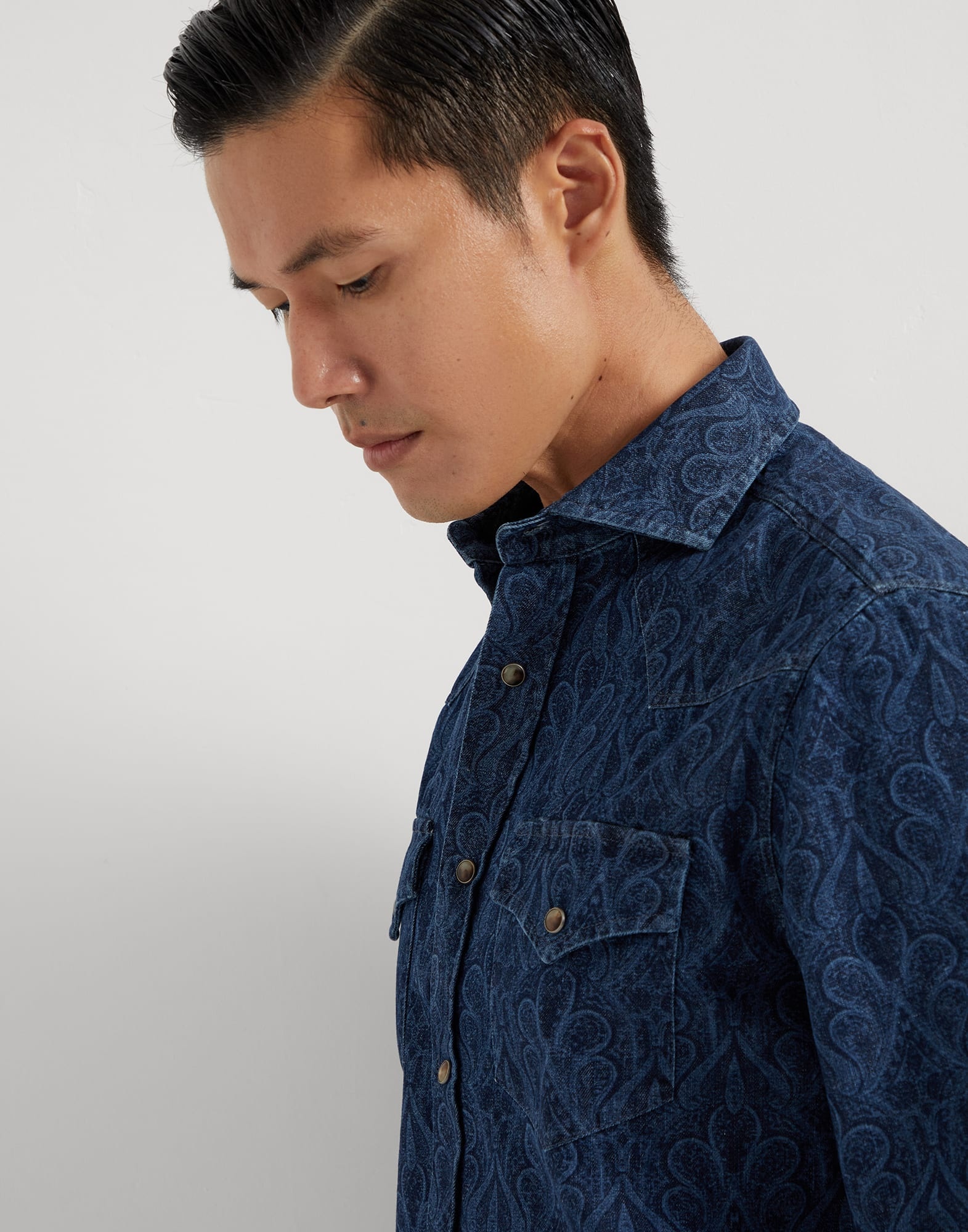 Paisley denim easy fit Western shirt - 3