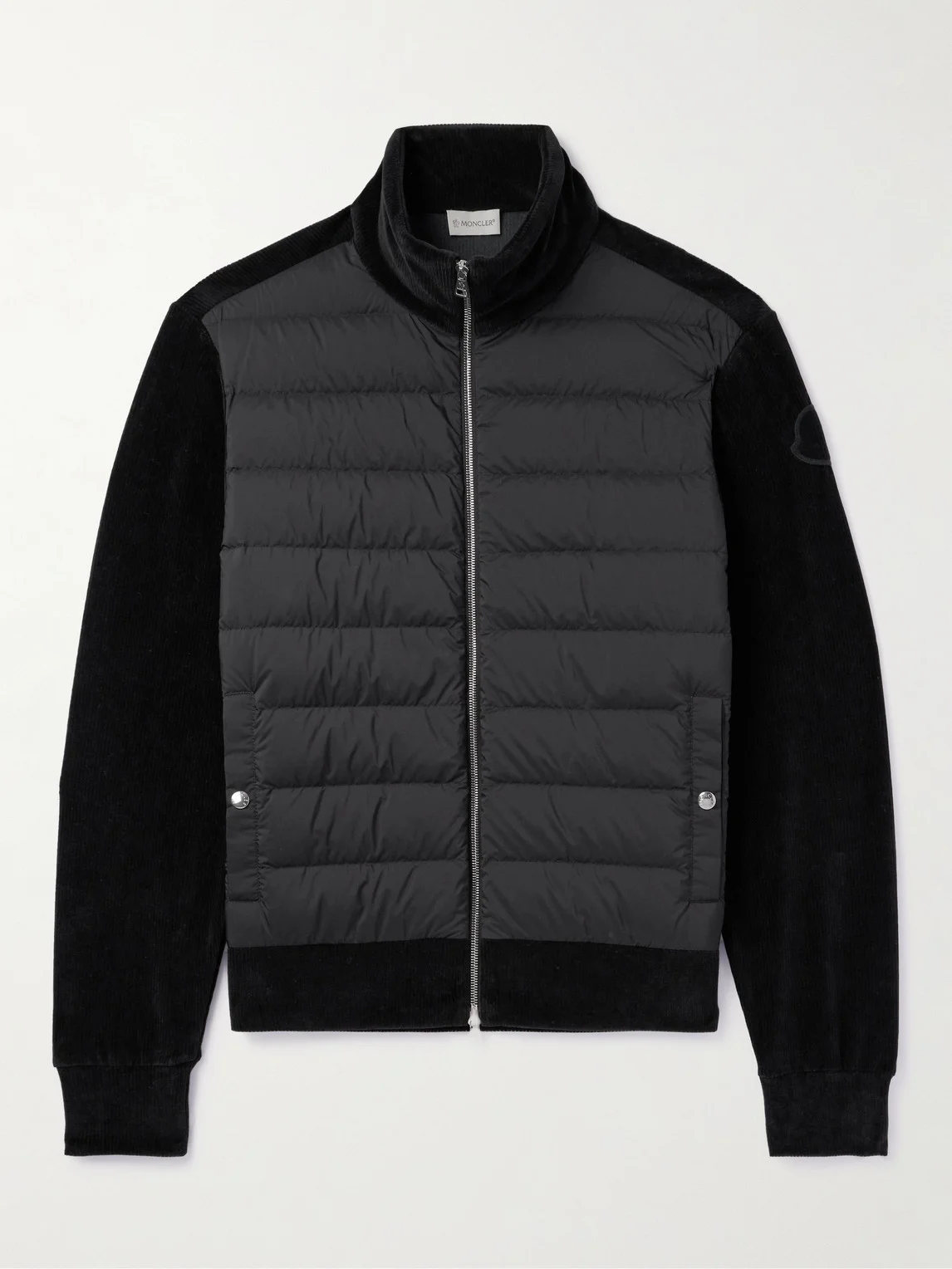 Ribbed Cotton-Blend Chenille and Quilted Shell Down Zip-Up Cardigan - 1