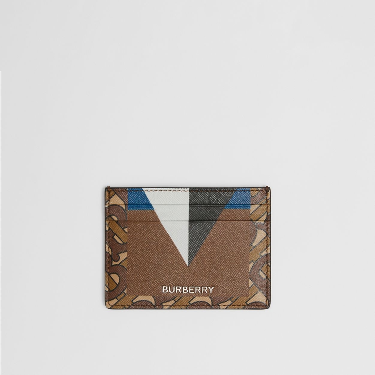Monogram and Geometric Print Leather Card Case - 1
