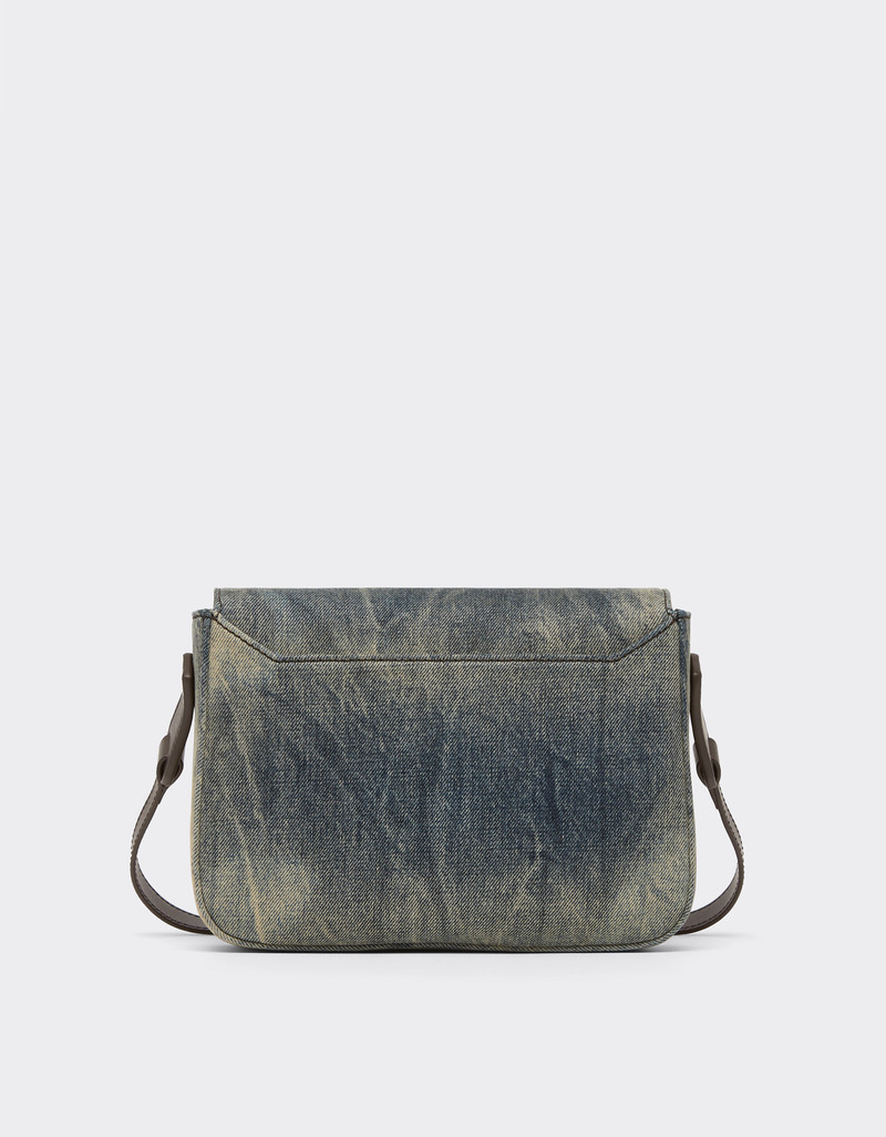 Messenger bag in acid-washed denim 5