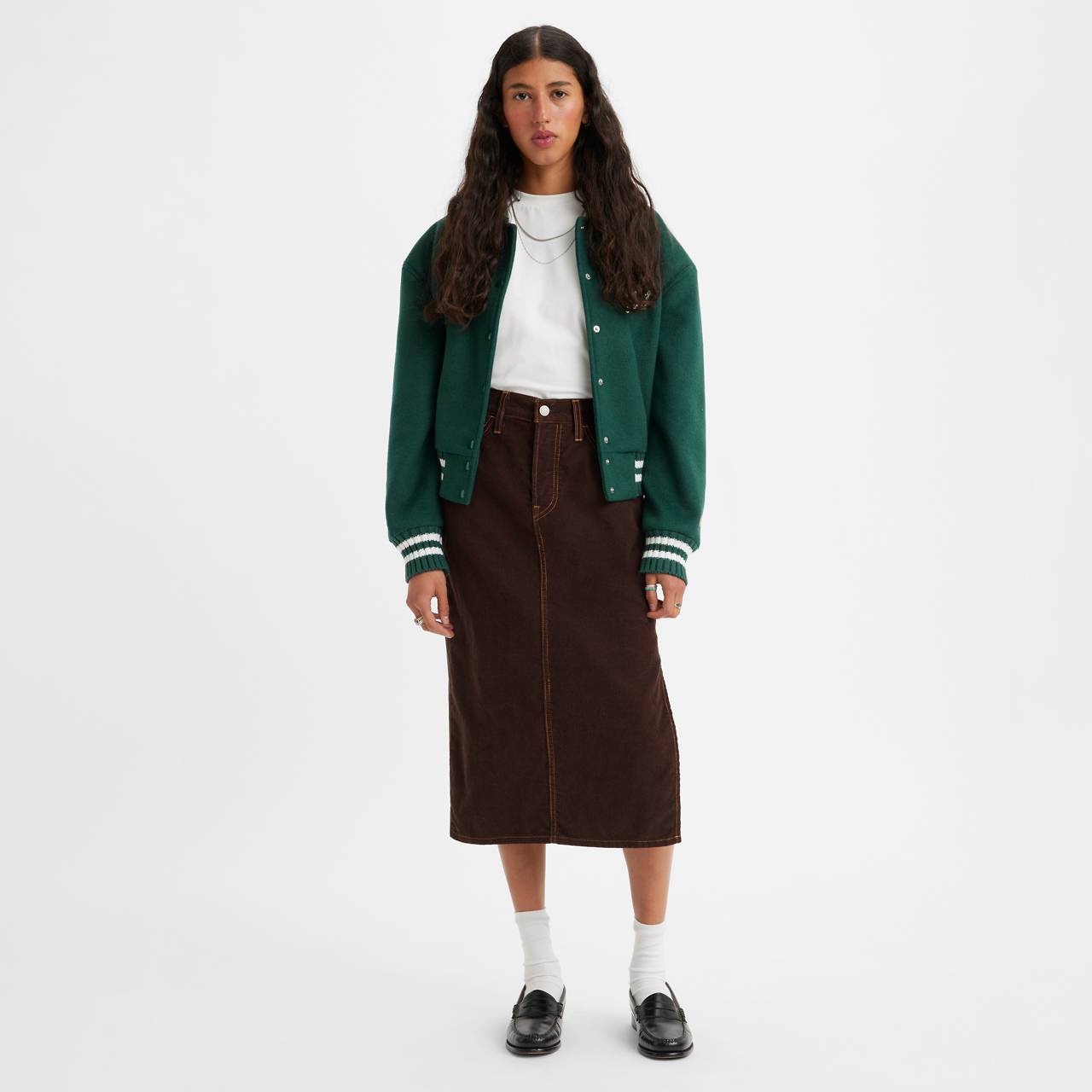 SIDE SLIT CORDUROY SKIRT - 6