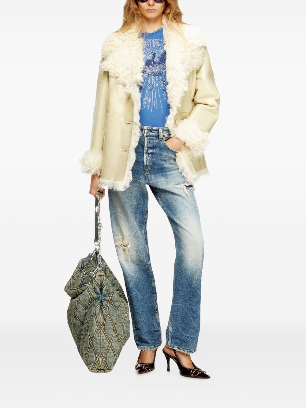 L-Aconic shearling-collar jacket - 2
