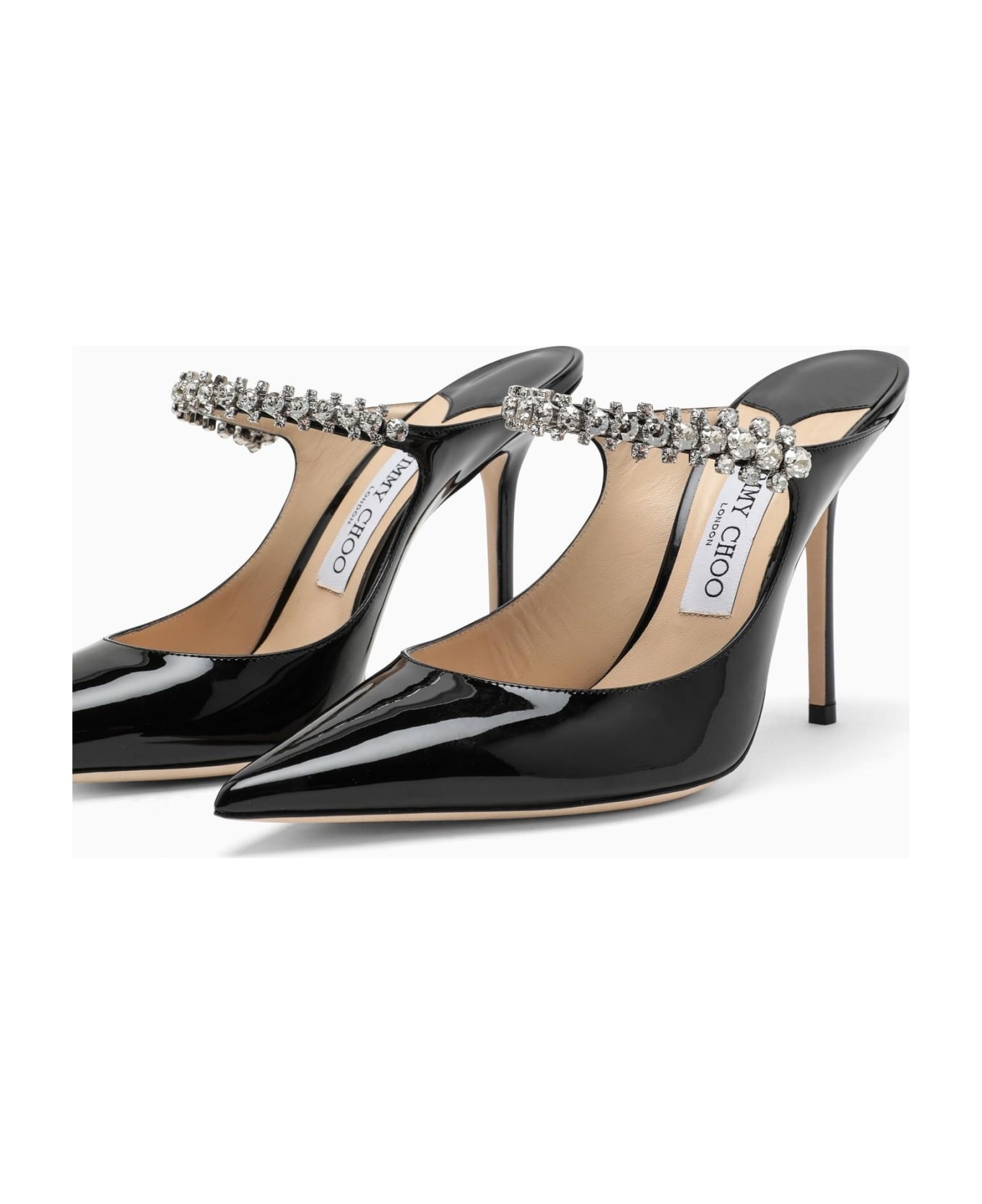 Black Bing Pumps With Crystals - 5