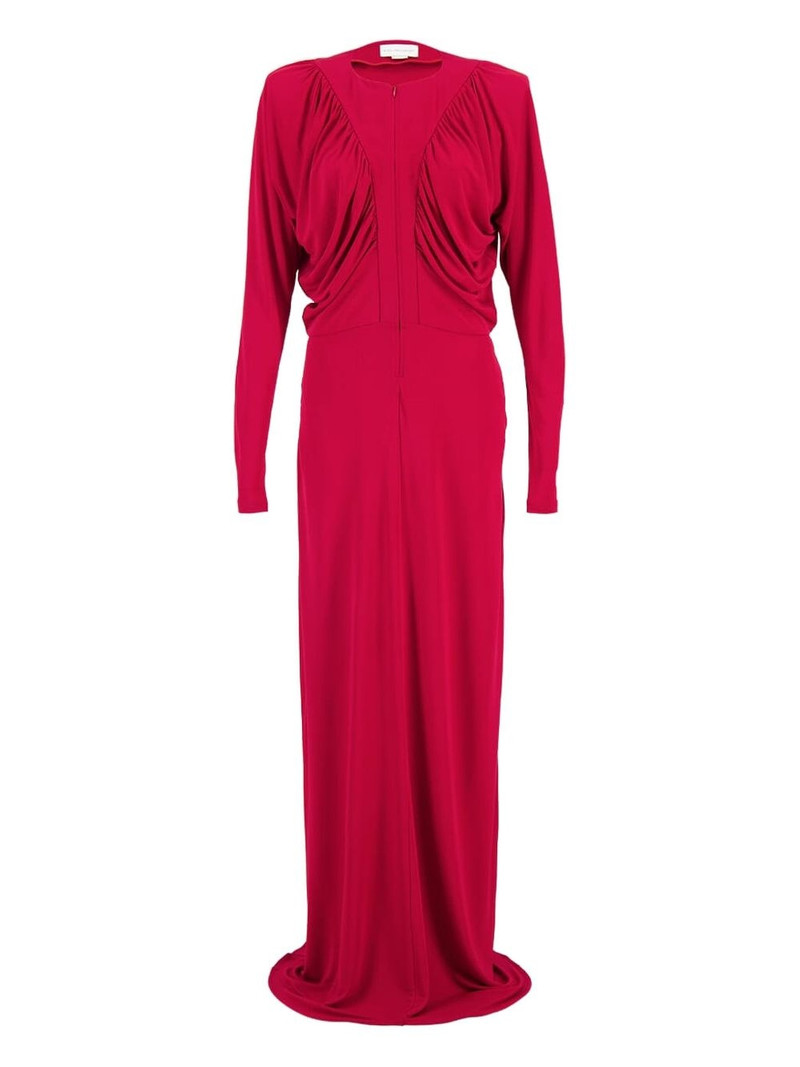 draped long-sleeve gown 1