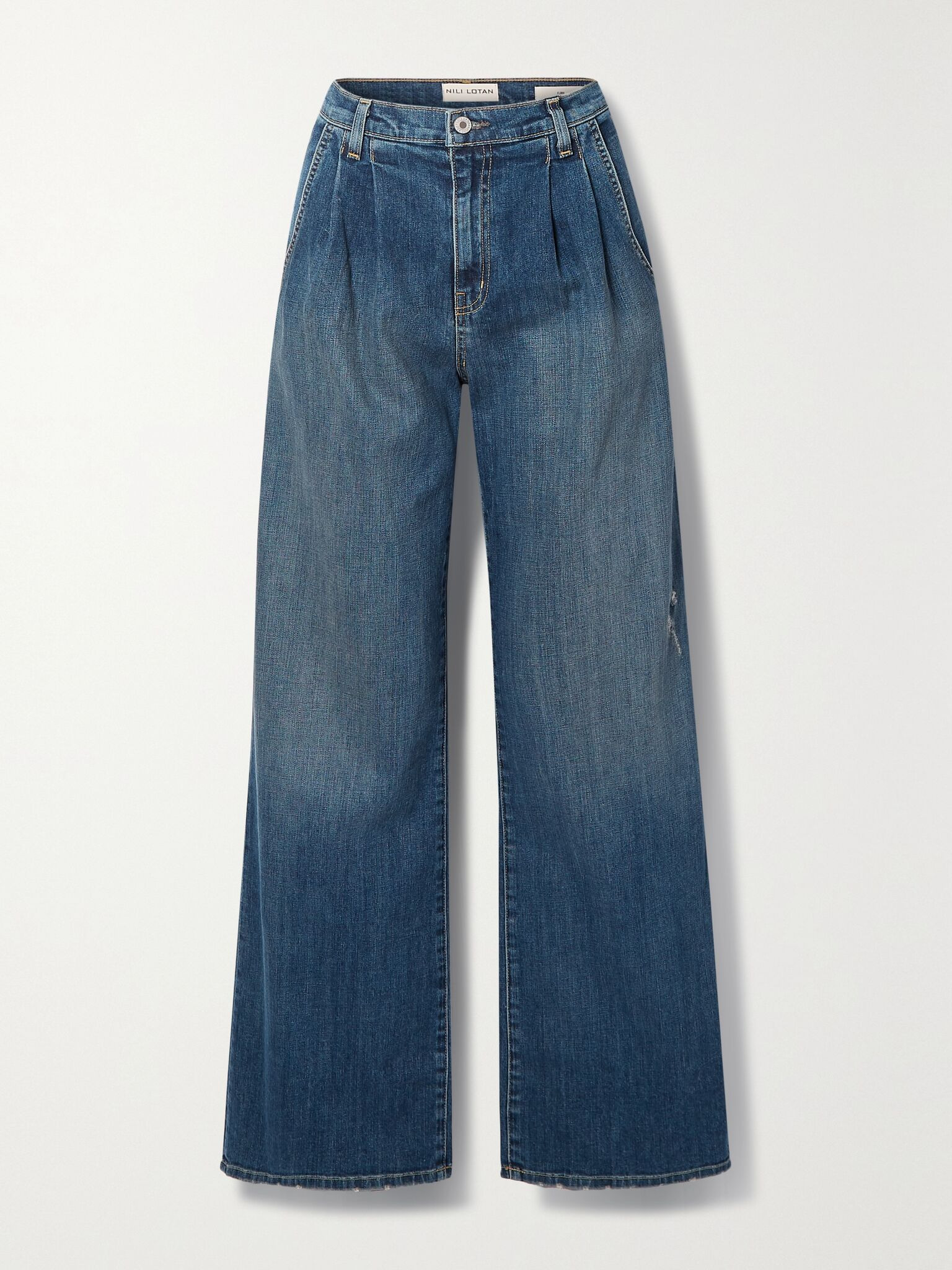 Flora pleated high-rise wide-leg jeans Blue - 1