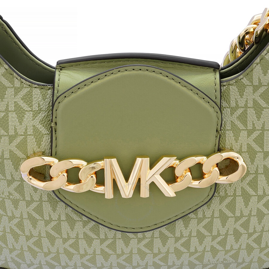 Michael Kors - Open Box - Michael Kors Signature Logo-print Small Hally Shoulder Bag - Light Sage - 4