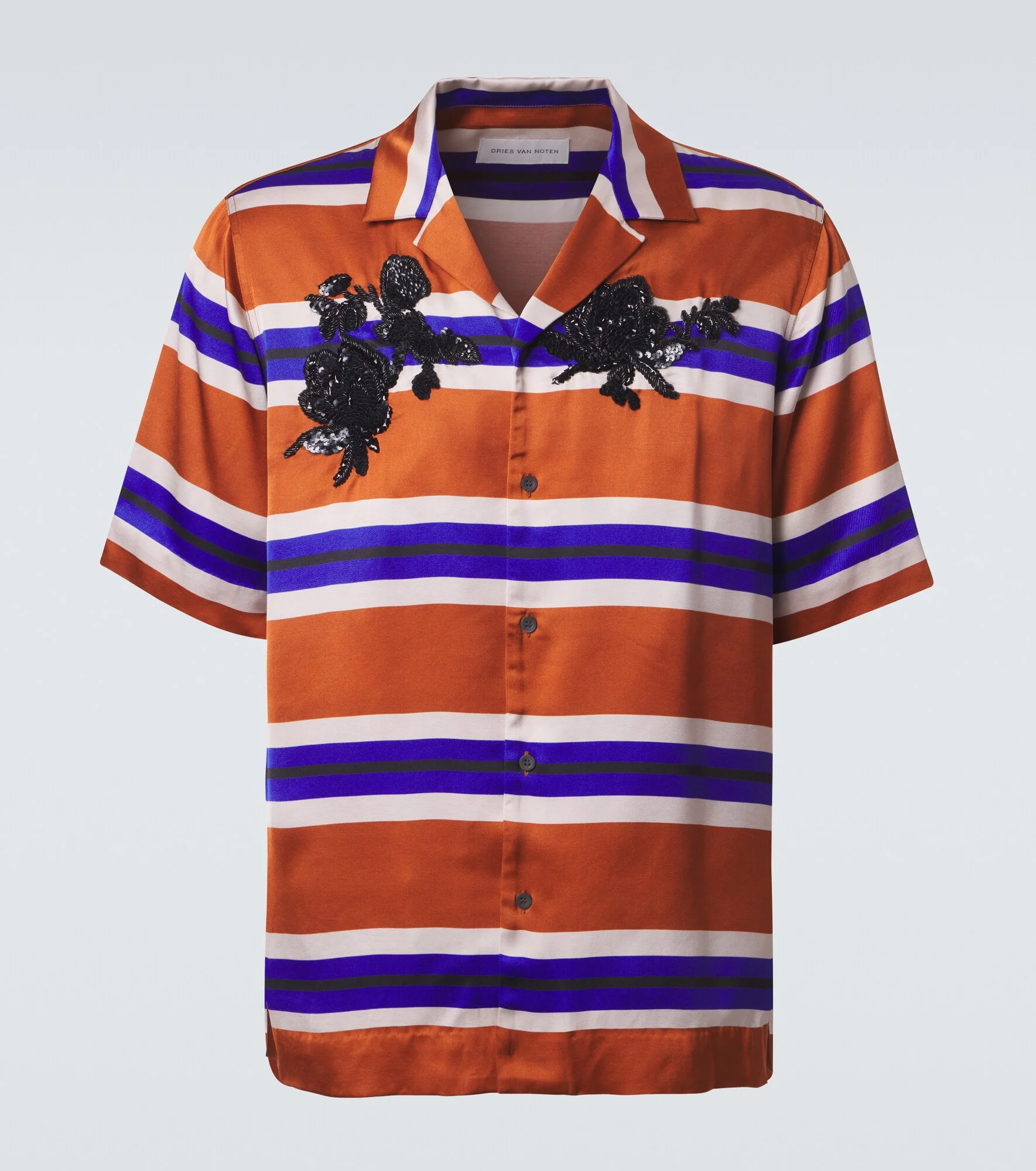 Embellished striped satin shirt - 1