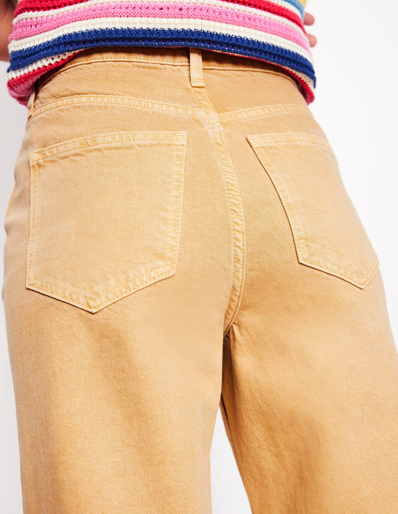 High Rise Straight Crop Jeans-Buttermilk Yellow 4