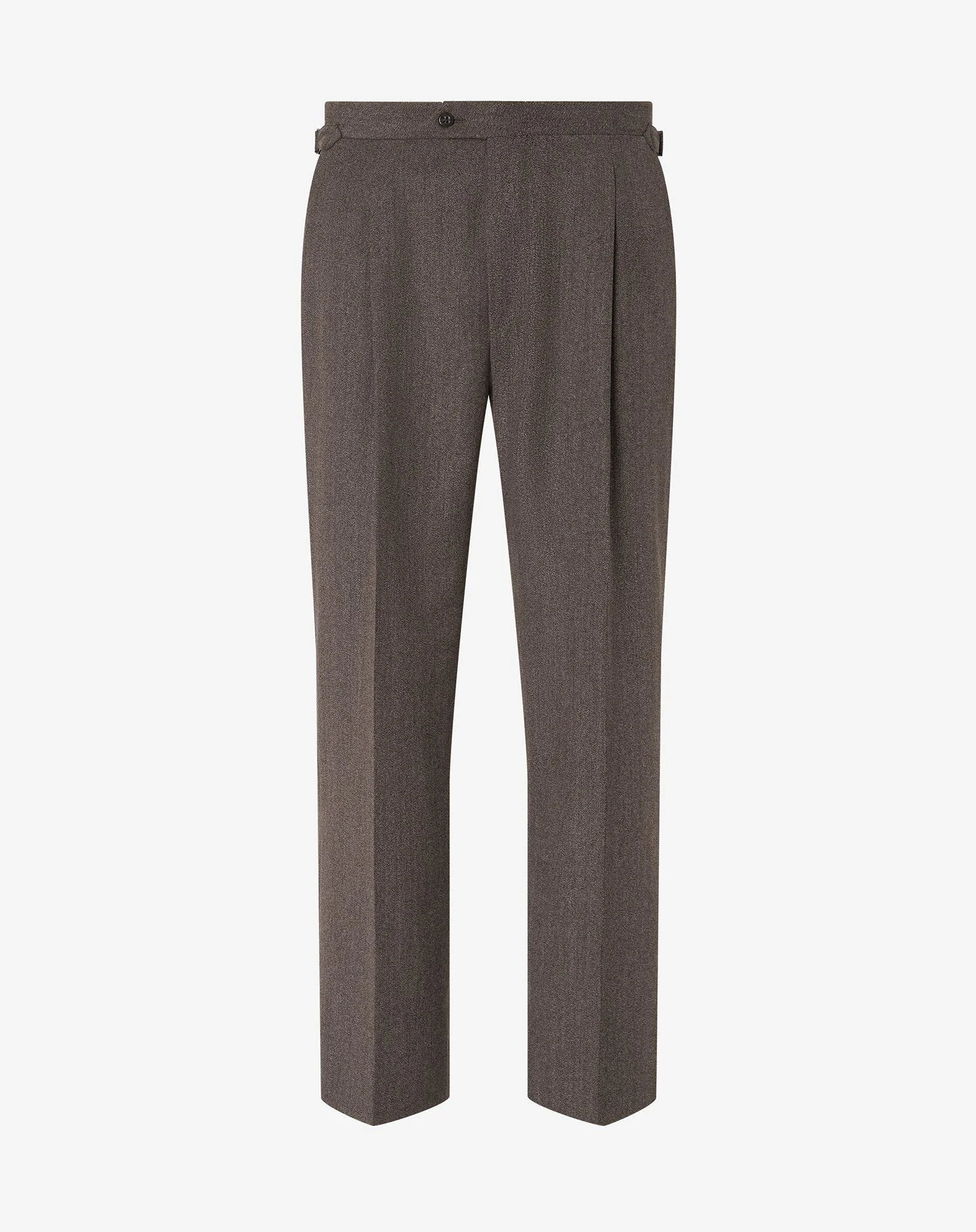 Brown wool and cotton trousers - 1