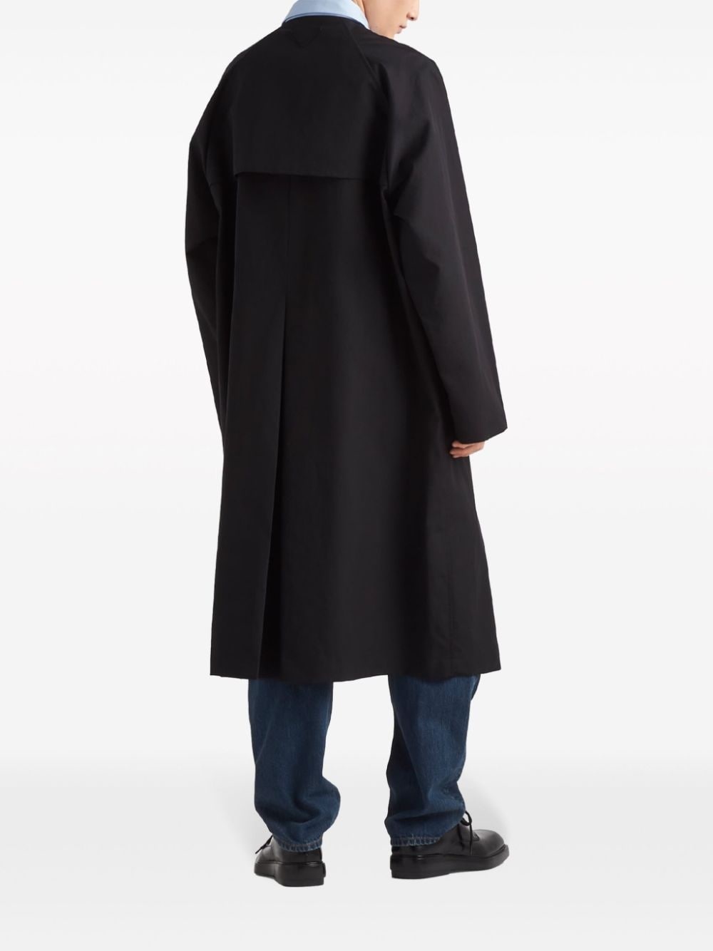 contrast-collar cotton raincoat - 3