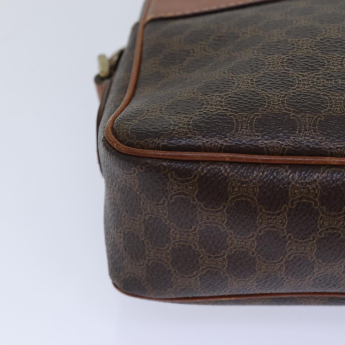 CELINE Macadam Canvas Shoulder Bag Pvc Leather Brown Gold - 10