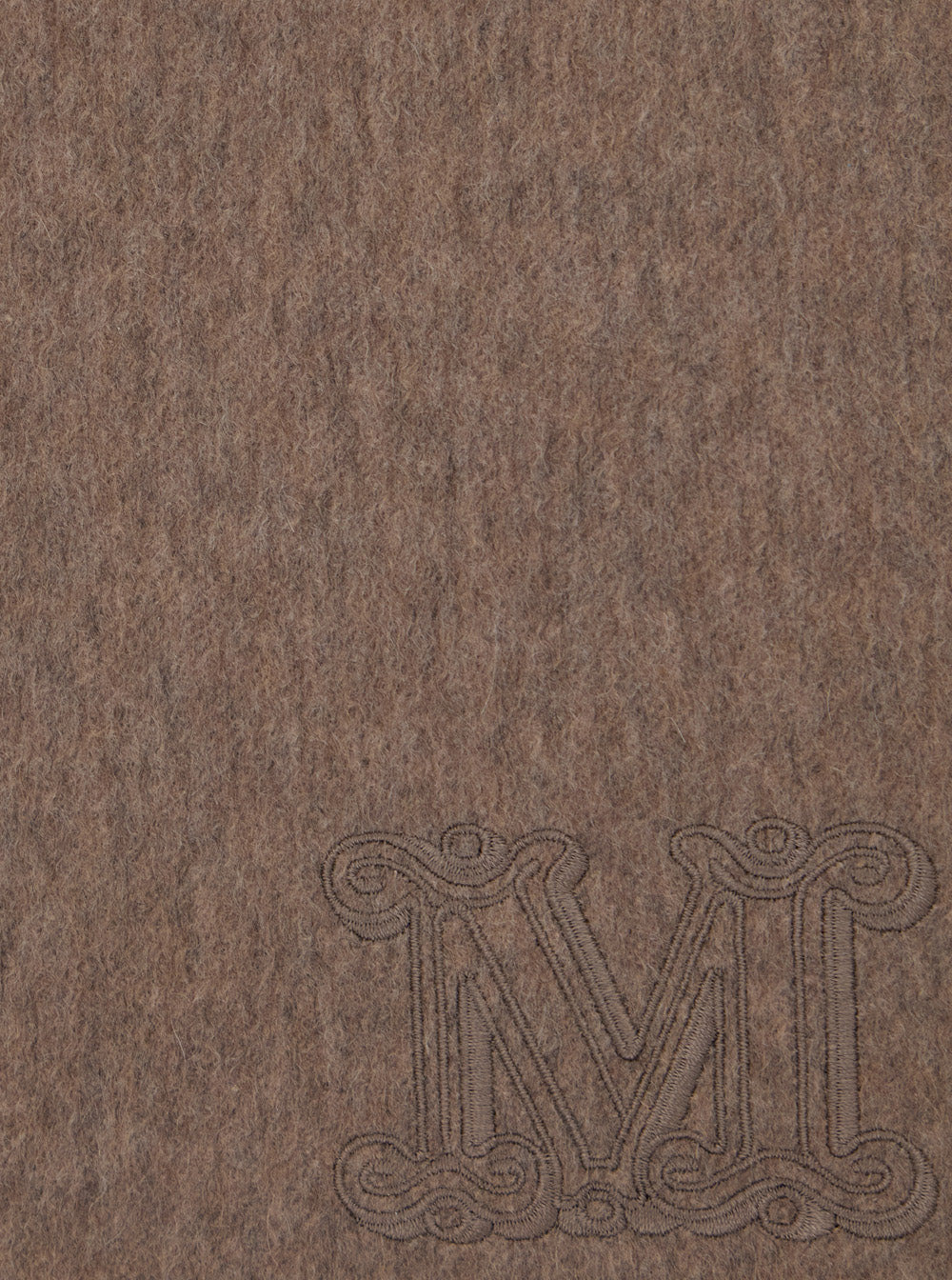 Max Mara Women 'Dalia' Brown Rectangular Scarf With Logo Embroidery On The Front And Fringed Hem In  - 3