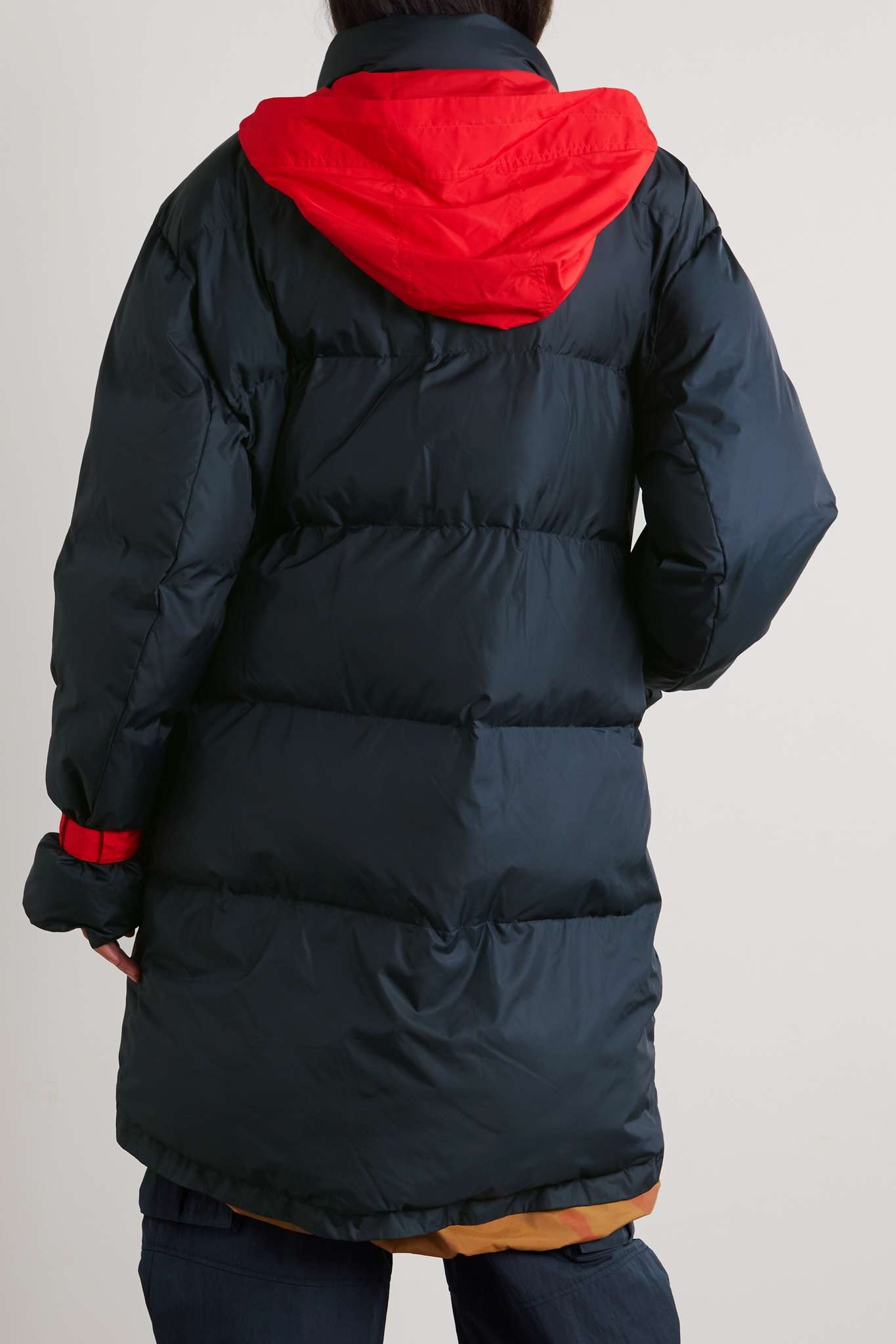 Leather-trimmed quilted padded shell parka - 4