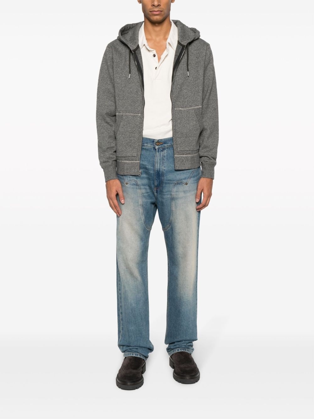 zip-up cotton hoodie - 2