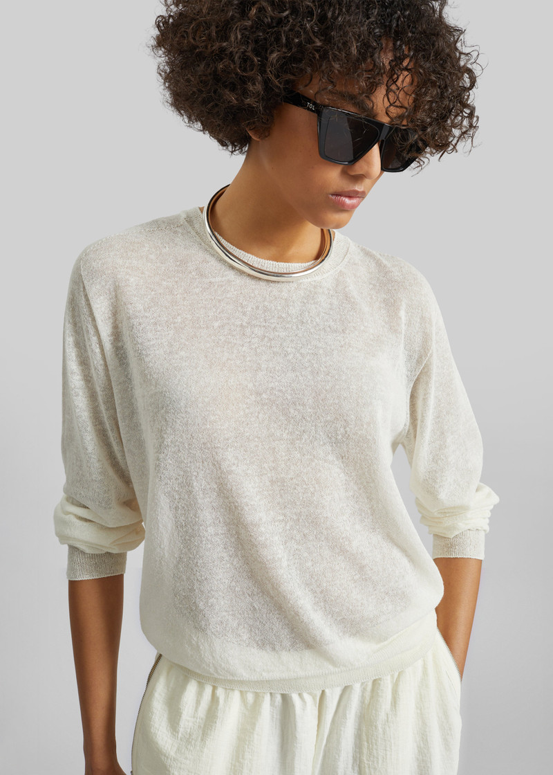 Ivrea Sheer Knit Top - Ivory 6