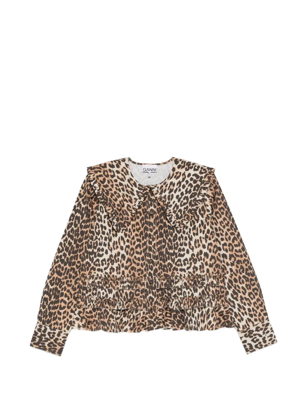 ruffled leopard-print shirt - 1