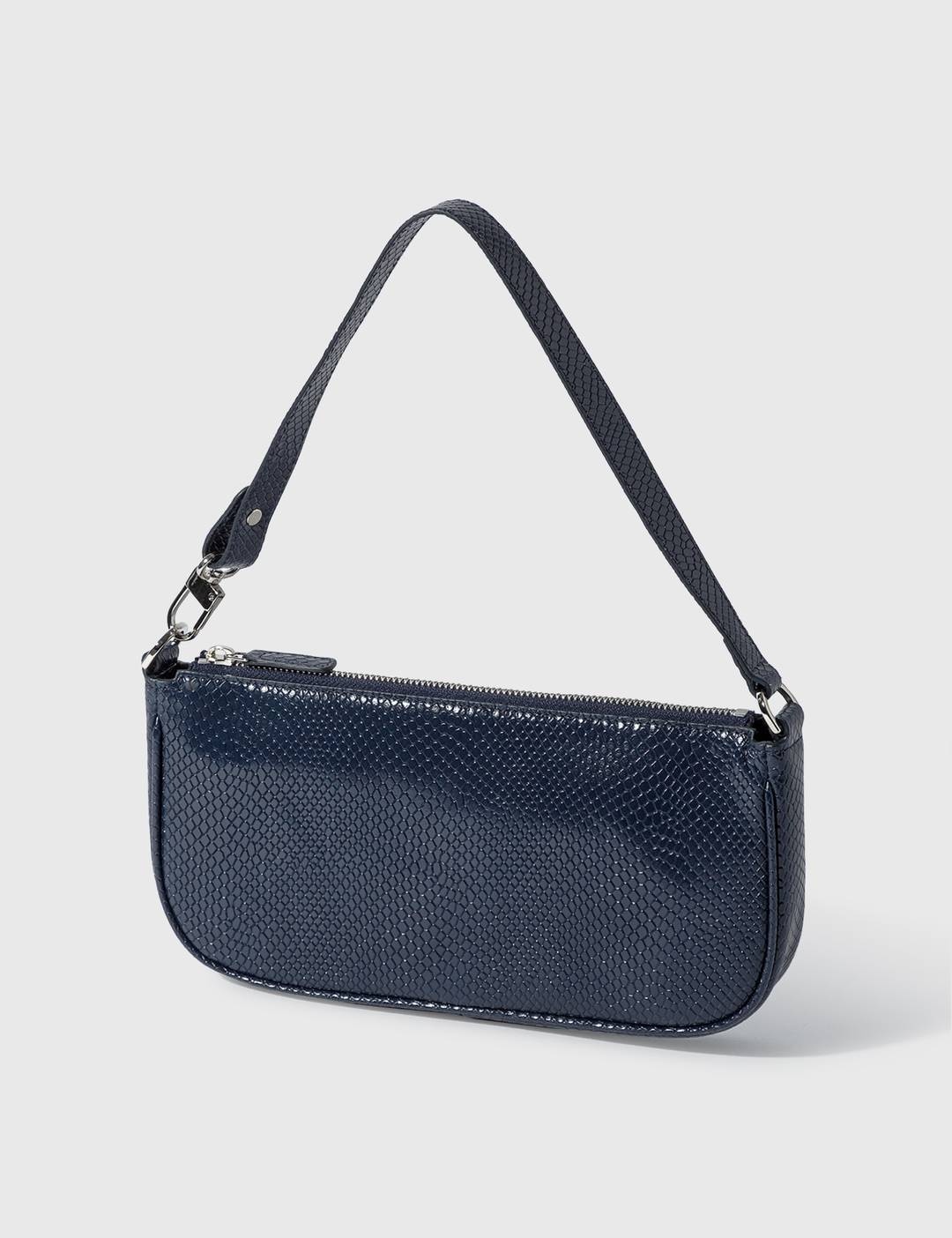 Rachel Deep Blue Snake Print Leather Bag - 1