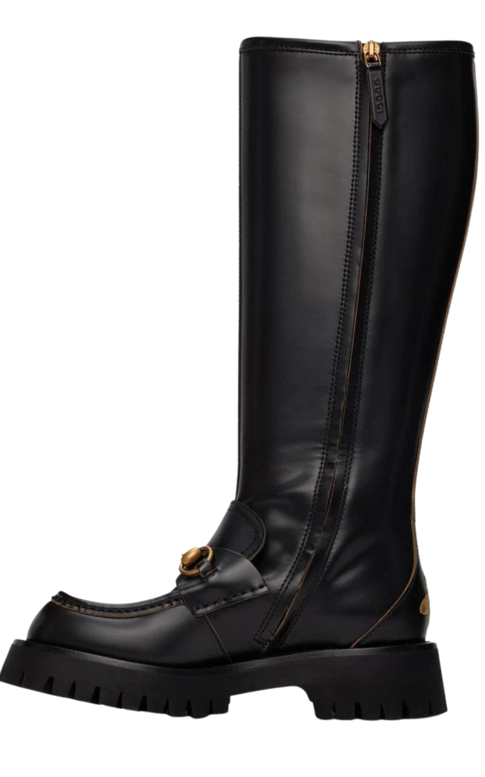 Horsebit Detail Knee-high Boots - 7