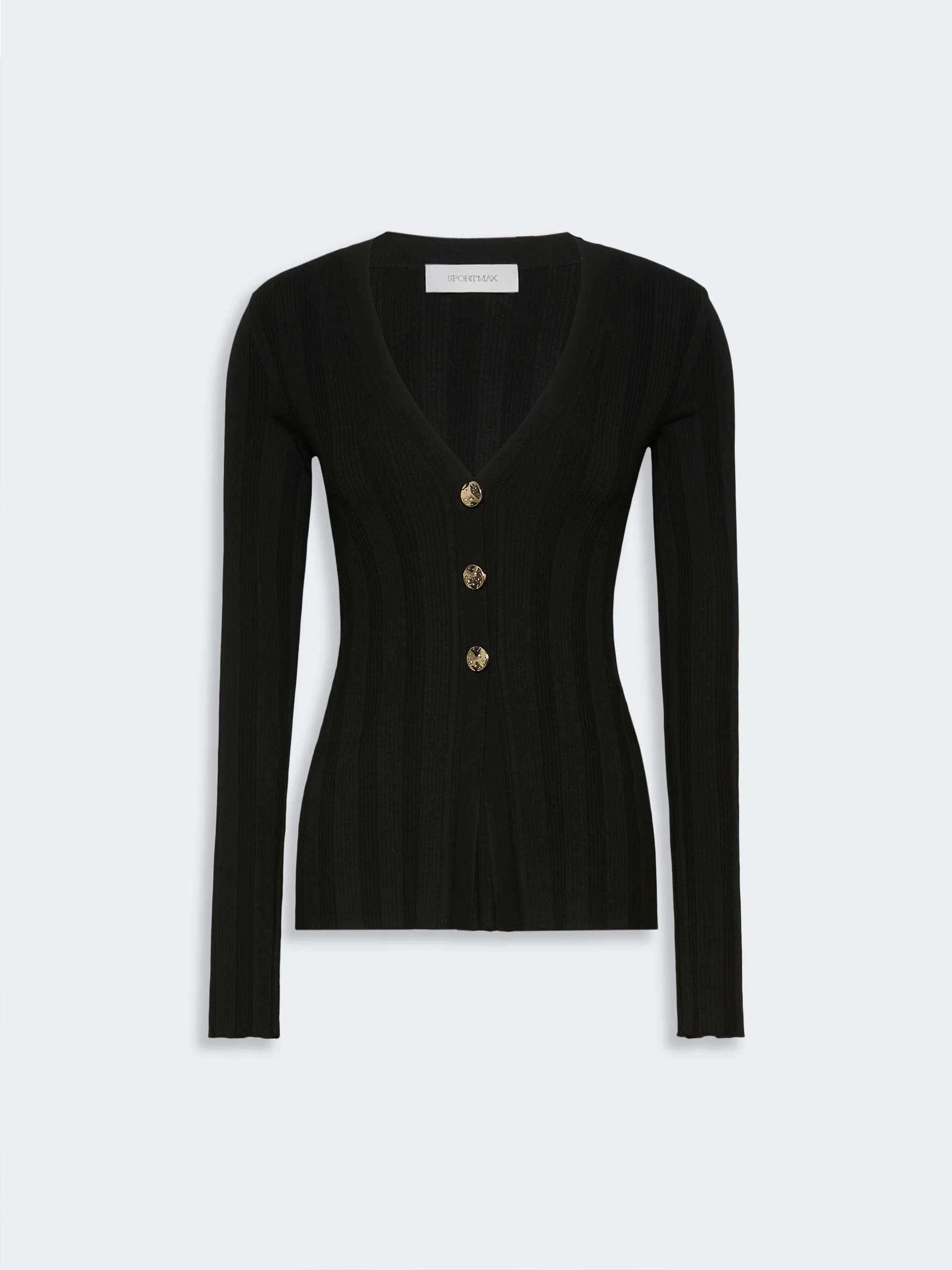 LASER Slim-fit rib-knit viscose cardigan - BLACK - 1