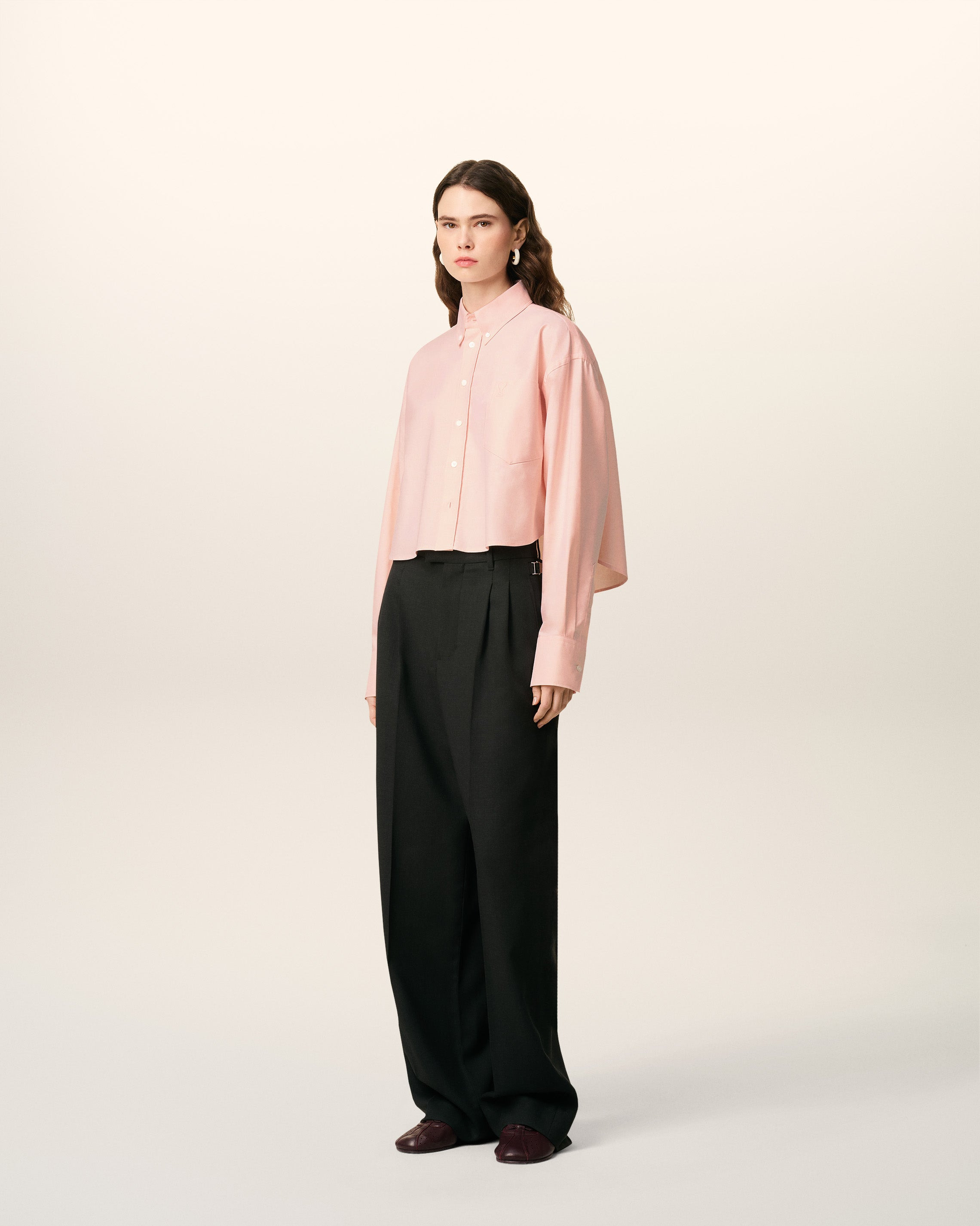 PINK COTTON AMI DE COEUR CROPPED OVERSIZED SHIRT - 6