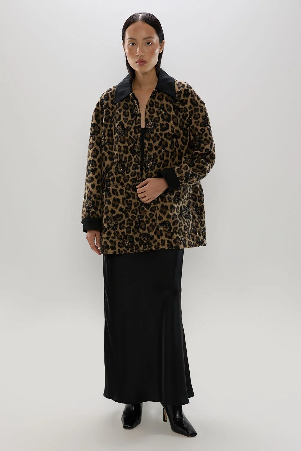 Statement Animal Sequin Cargo Jacket - 1